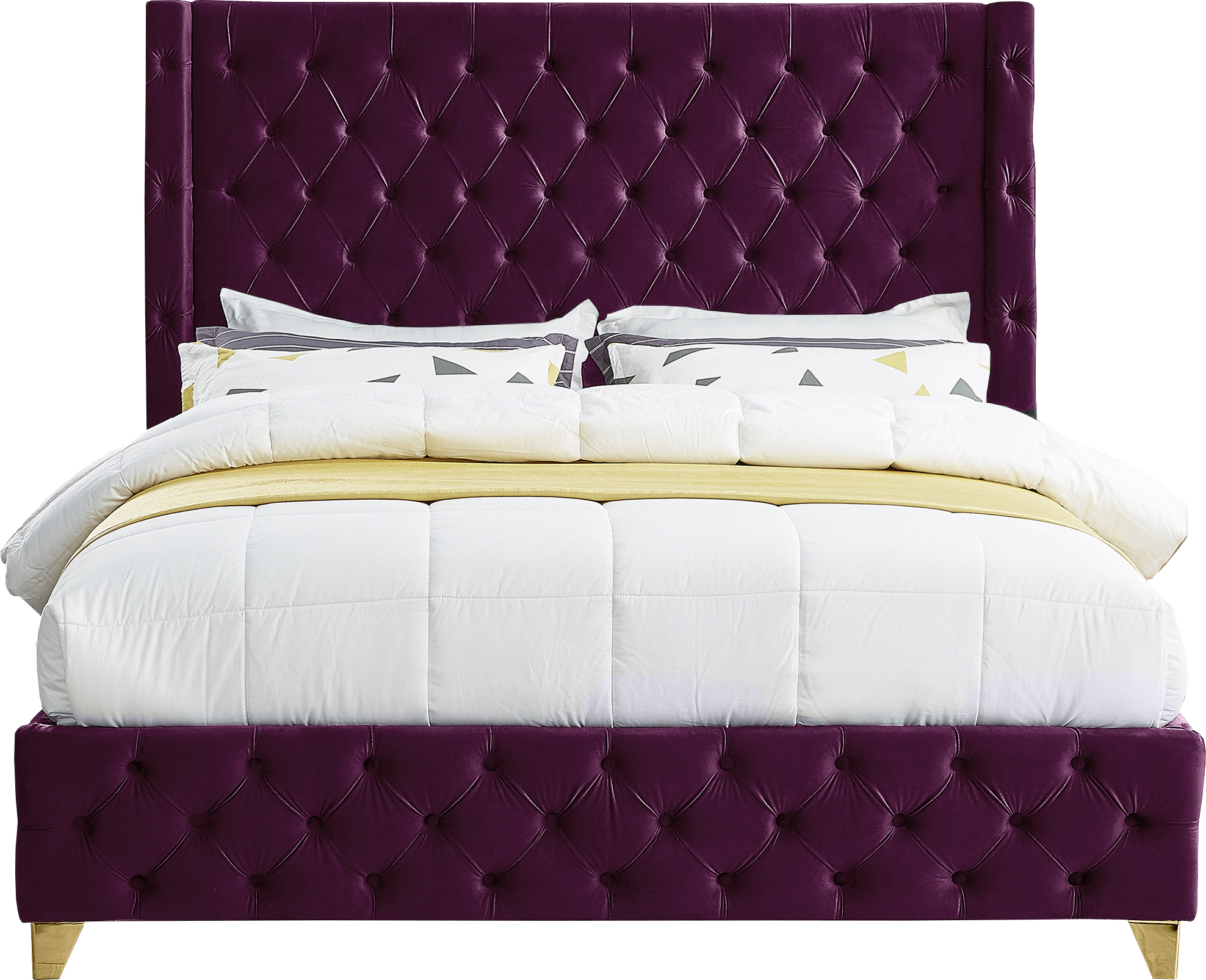 Meridian Furniture Savan Purple Velvet Queen Bed