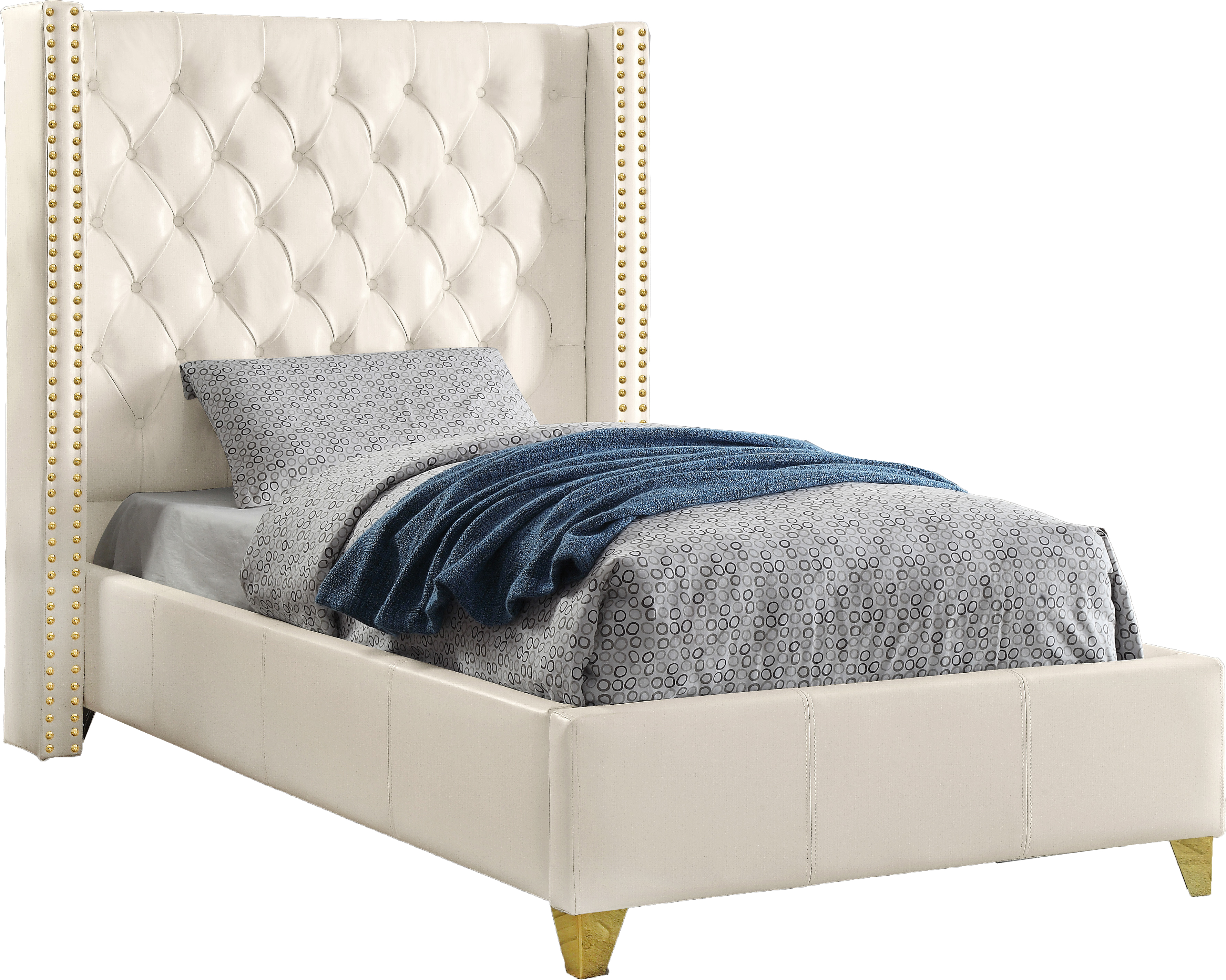 Meridian Furniture Soho White Vegan Leather Twin Bed