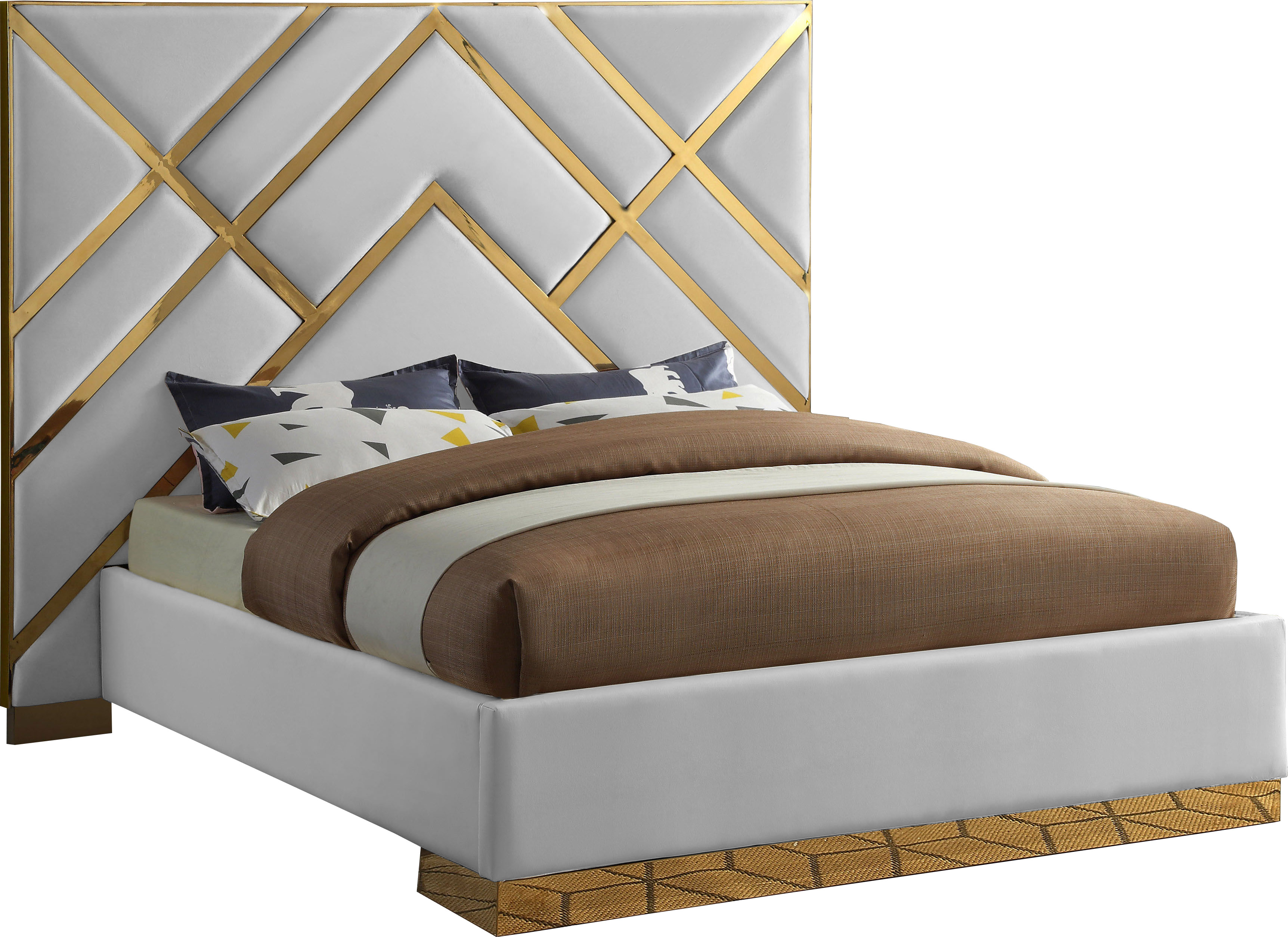 Meridian Furniture Vector White Vegan Leather King Bed