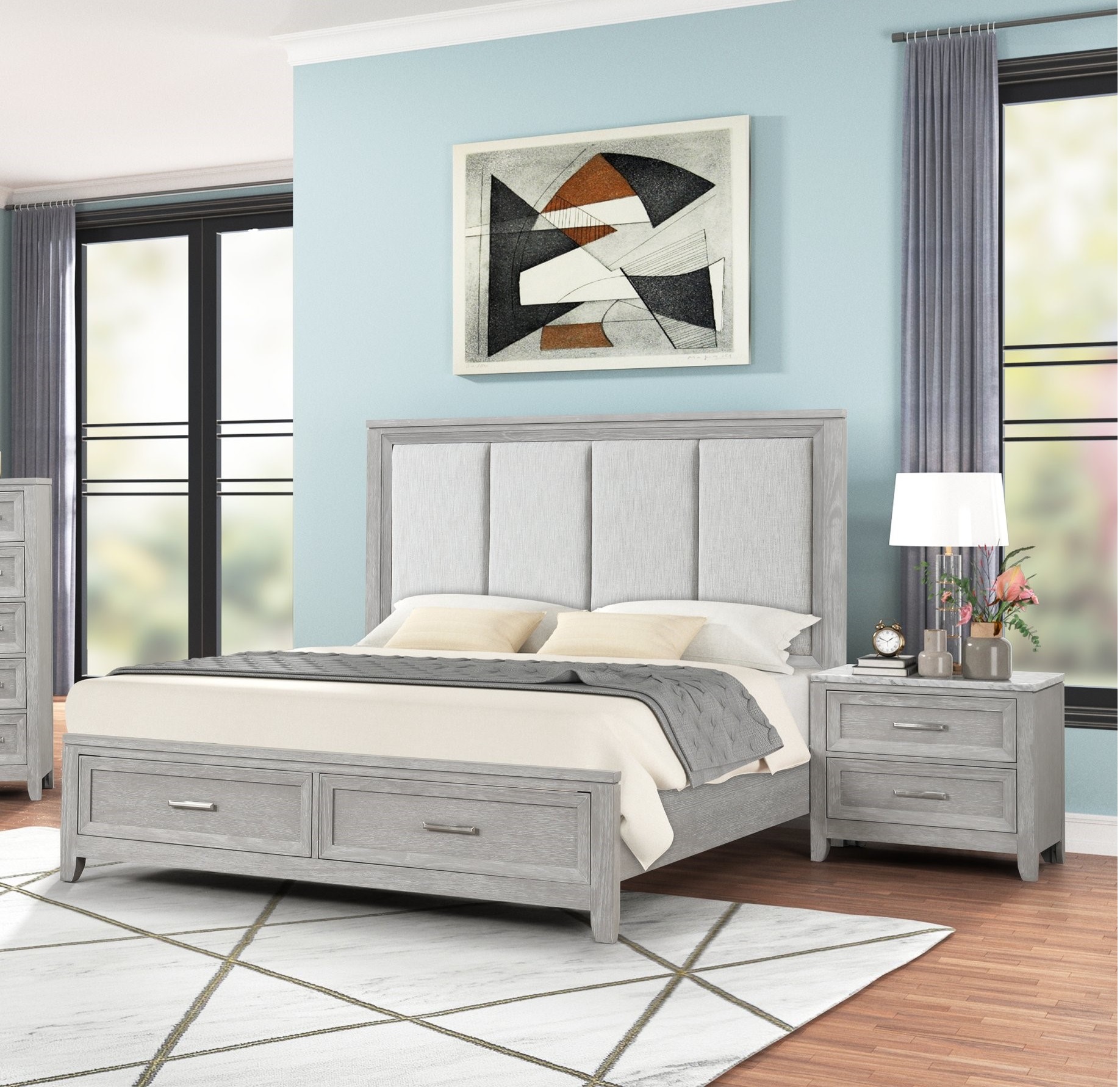 New Classic Furniture Fiona Gray 2pc Bedroom Set With Queen Bed