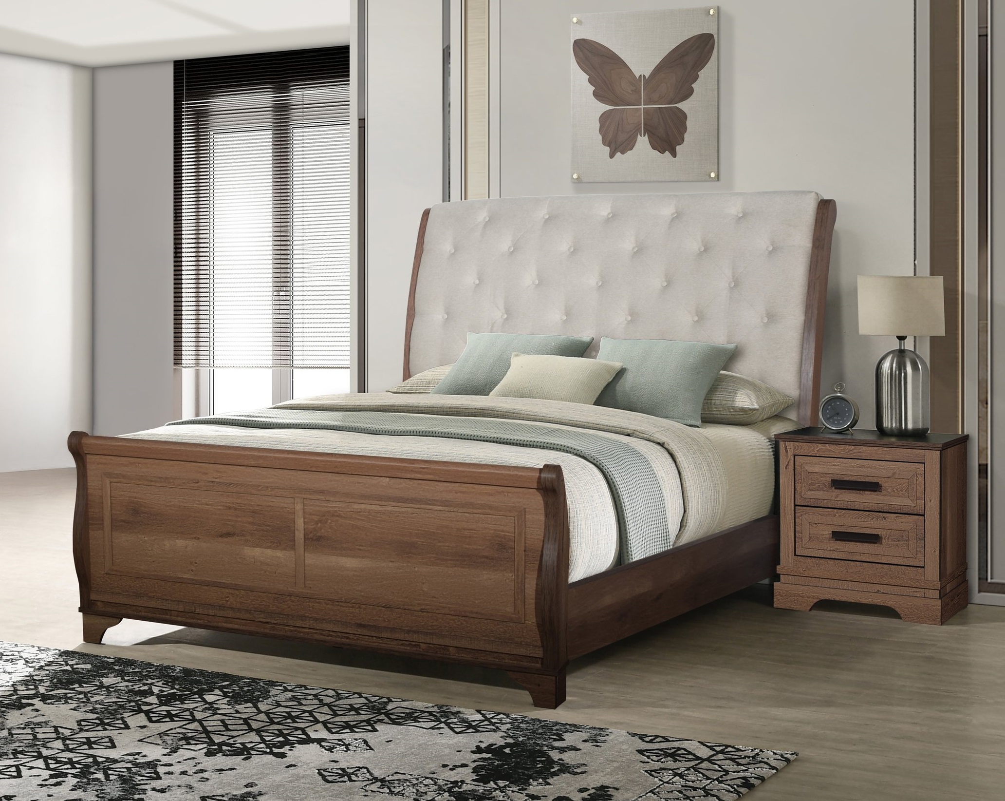 New Classic Furniture Coventry Hall Brown Beige 2pc Bedroom Set with Queen ...