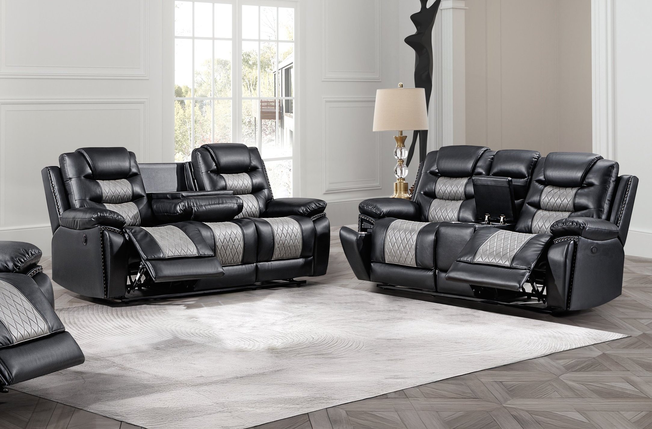 New Classic Furniture Nikko Black Gray 2pc Power Living Room Set