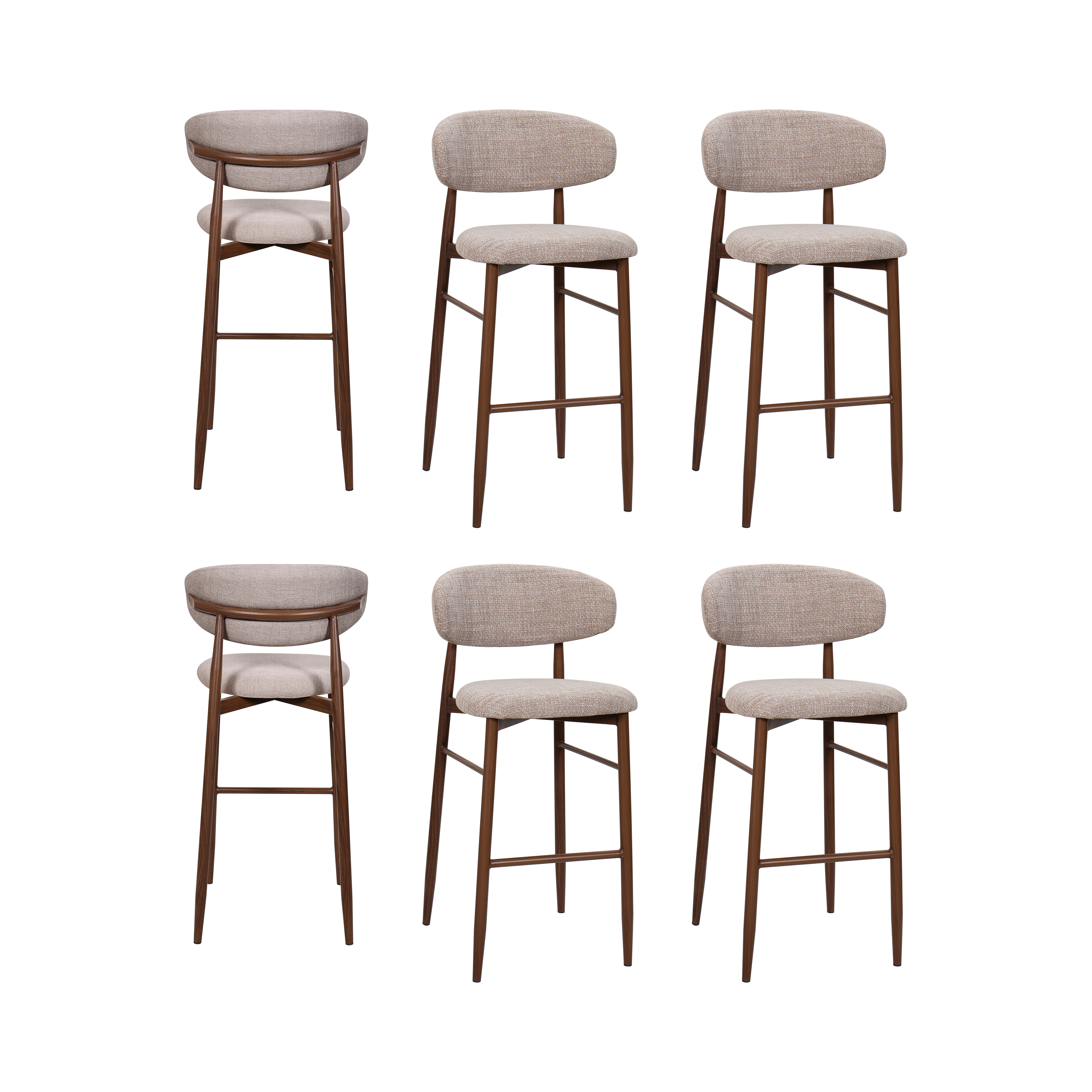 6 New Classic Furniture Royce Toast Walnut Bar Chairs NCF-23-STH8400TB-6C