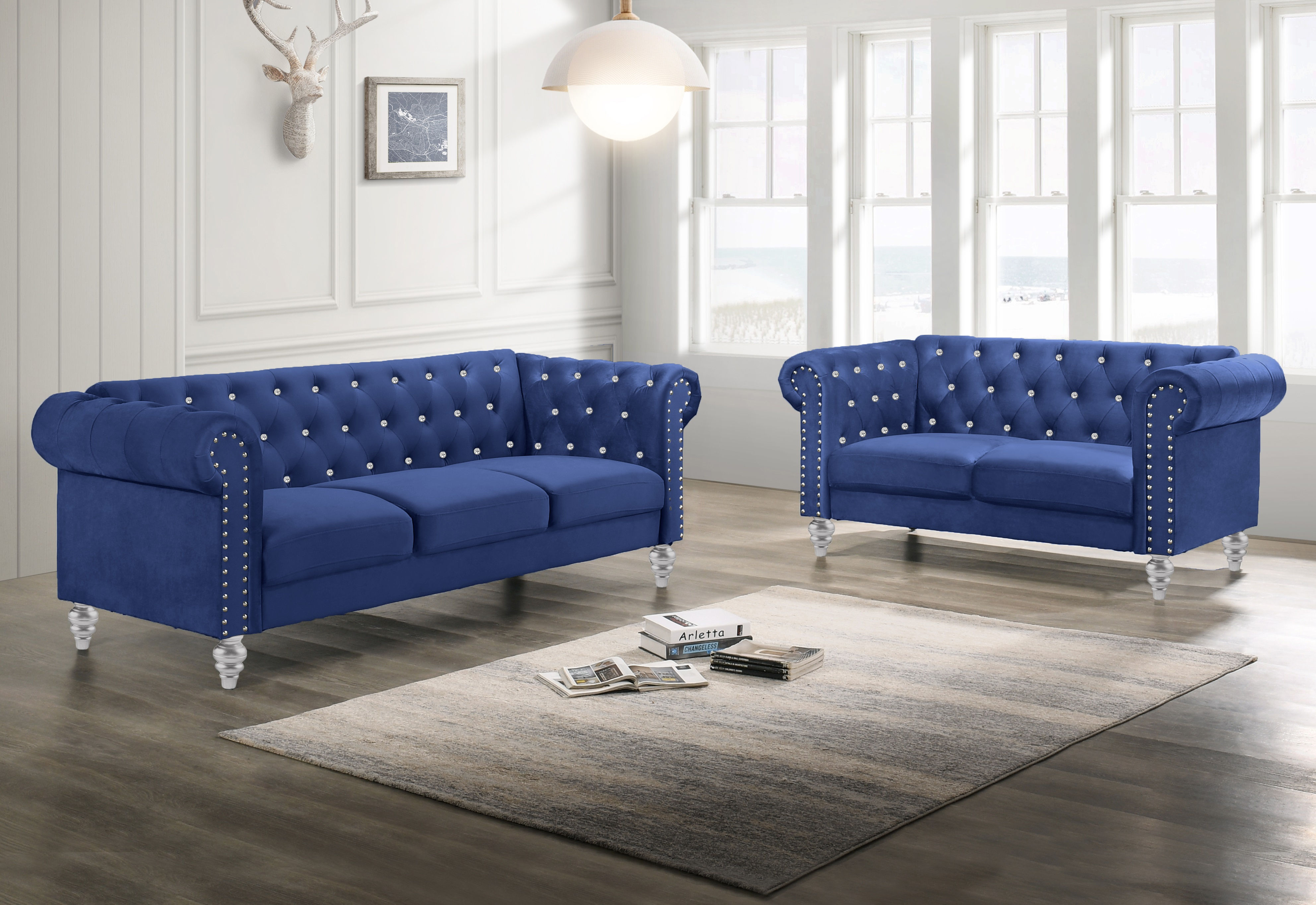 New Classic Furniture Emma Royal Blue 2pc Living Room Set