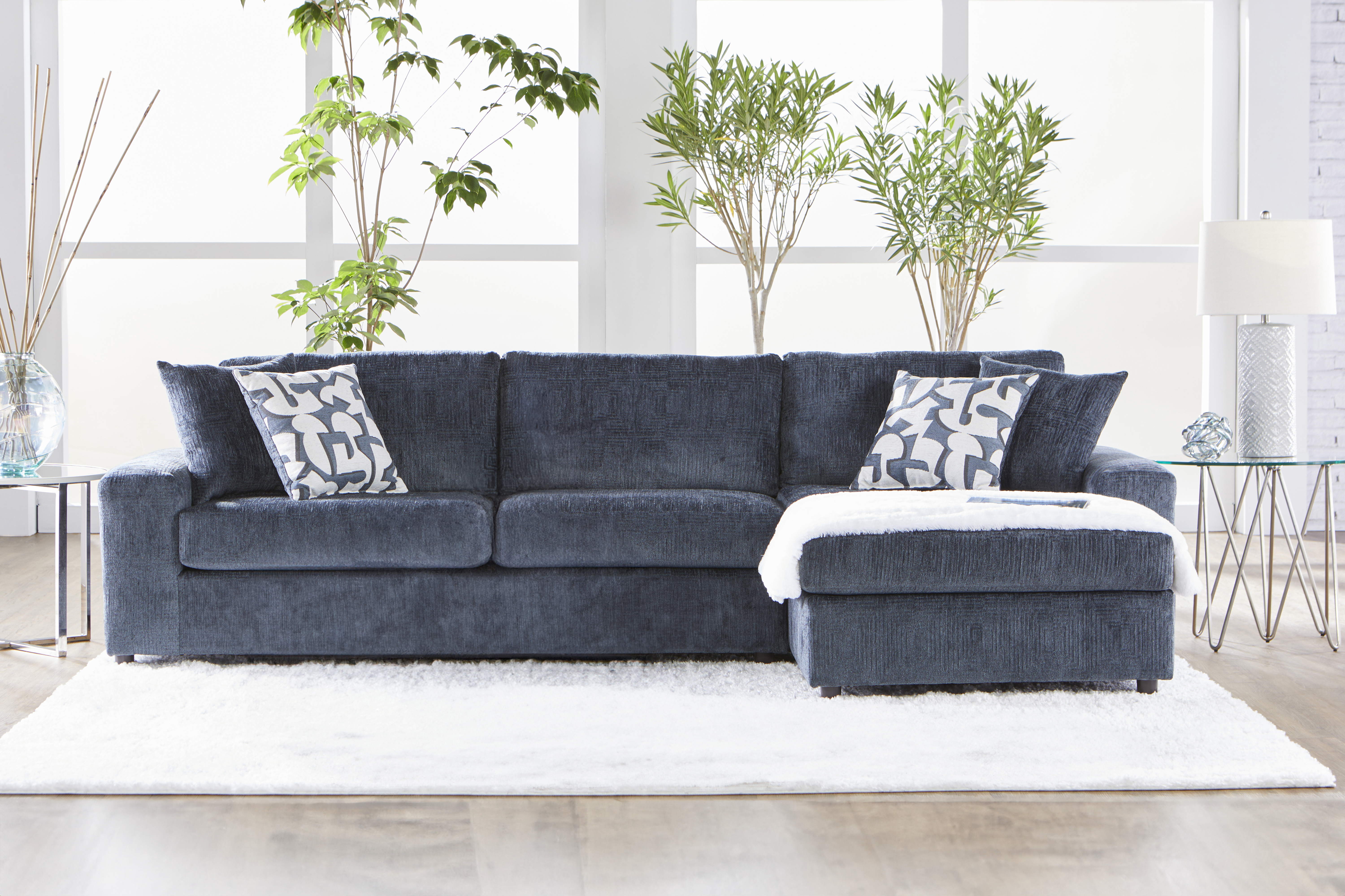 New Classic Furniture Tristan Indigo Blue 2pc Chaise Sectional