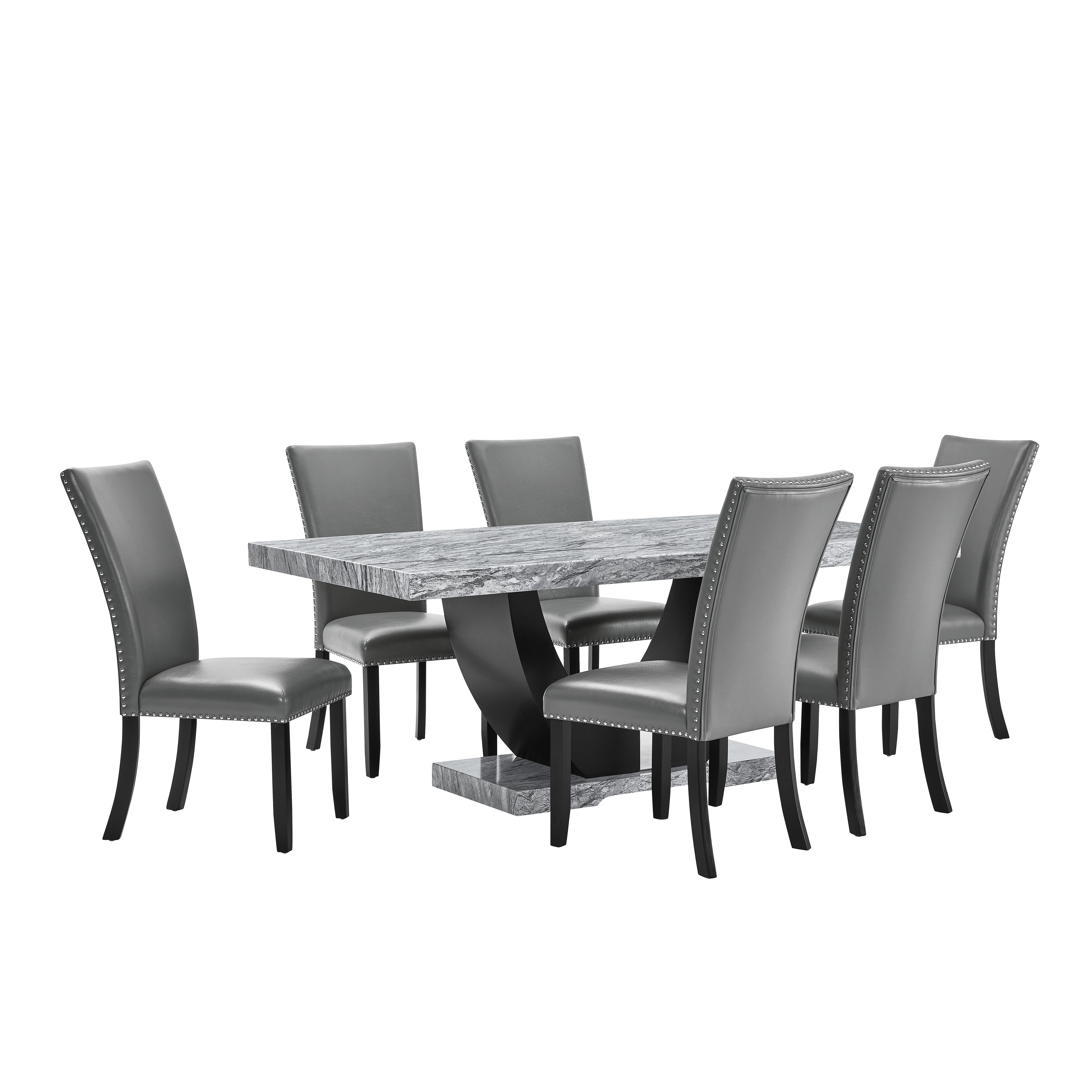 New Classic Furniture Lyra Gray Black 7pc Dining Room Set NCF-40-3765-D6C New Classic Furniture Lyra Gray Black 7pc Dining Room Set NCF-40-3765-D6C