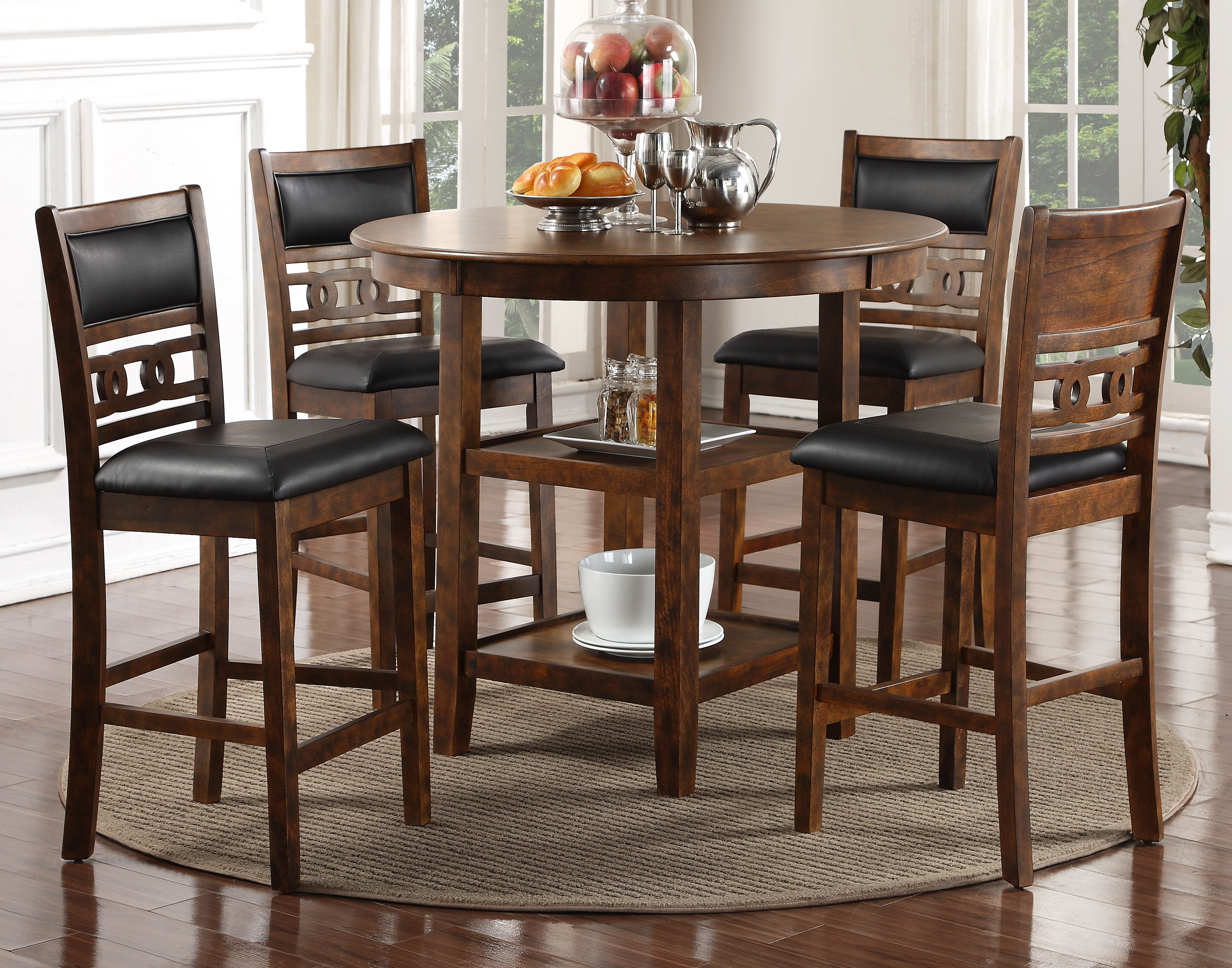 New Classic Furniture Gia Brown Round 5pc Counter Height Set