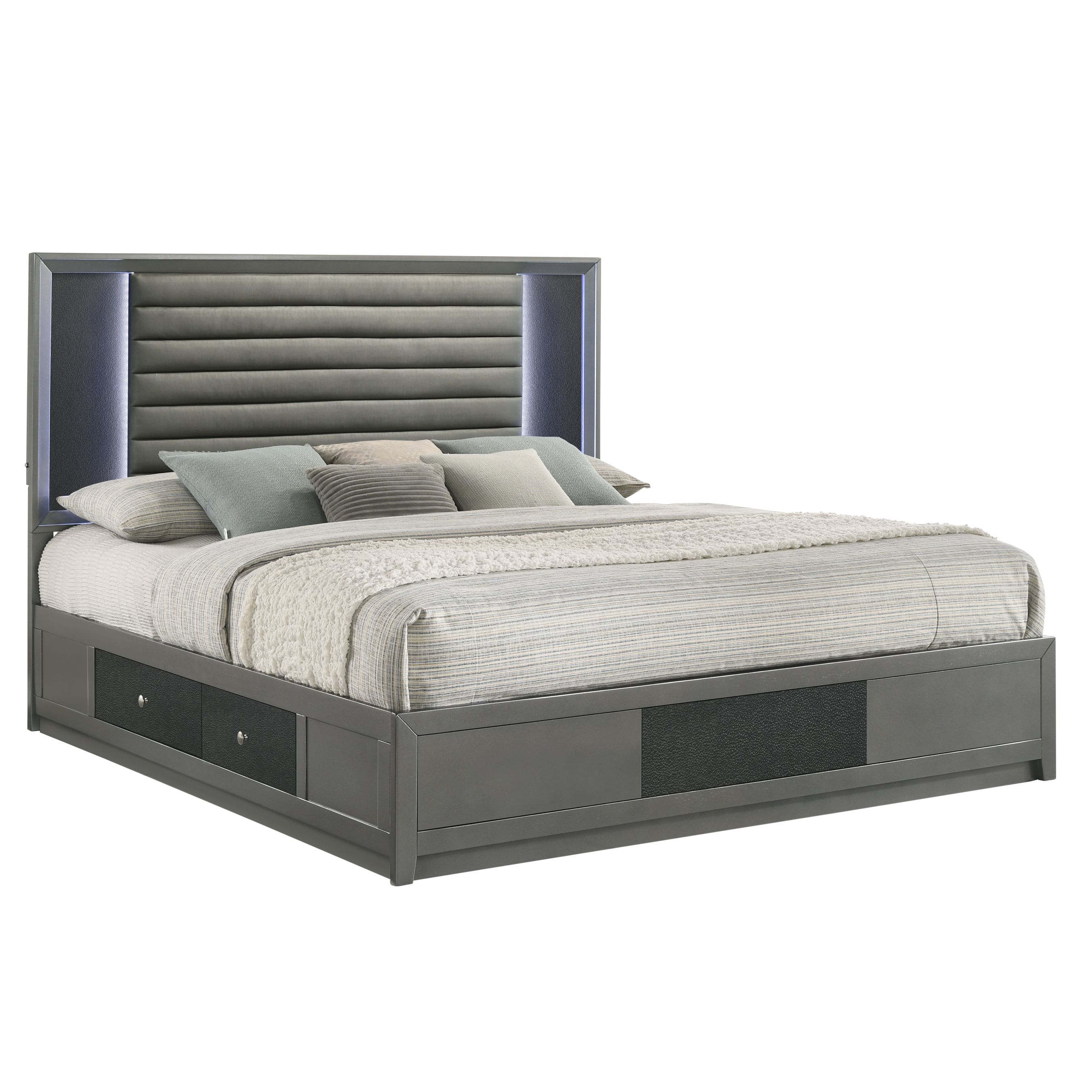 New Classic Furniture Nocturne Slate Gray 5pc King Bedroom Set B-DR-MR-2NS