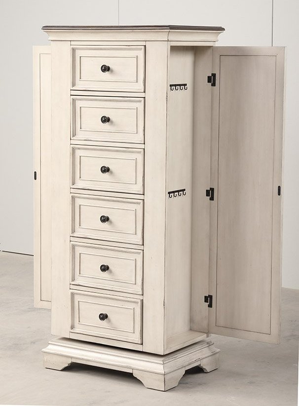 New Classic Furniture Anastasia Antique White Lingerie Swivel Chest with Mi...