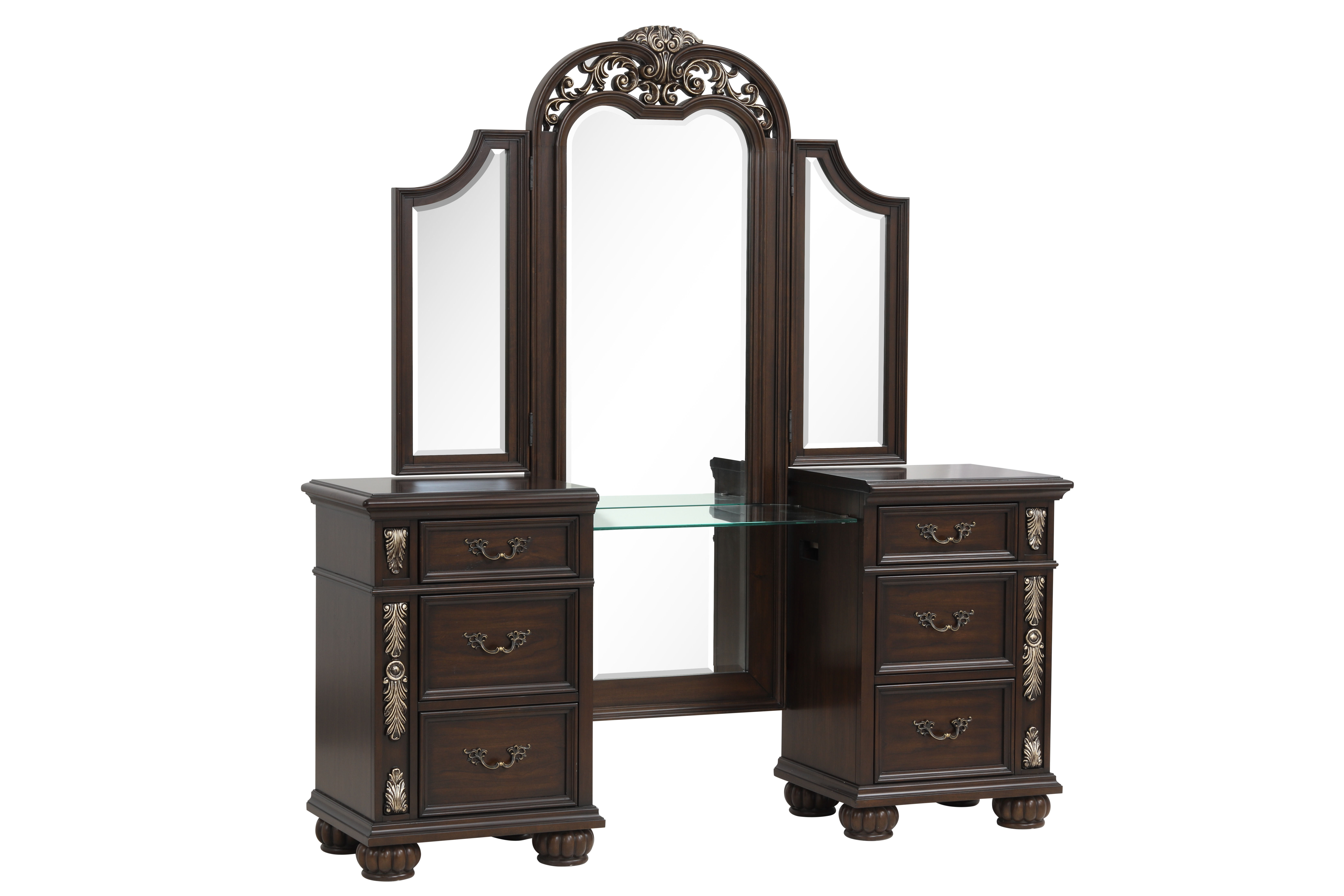 New Classic Furniture Maximus Brown Vanity Table And Mirror
