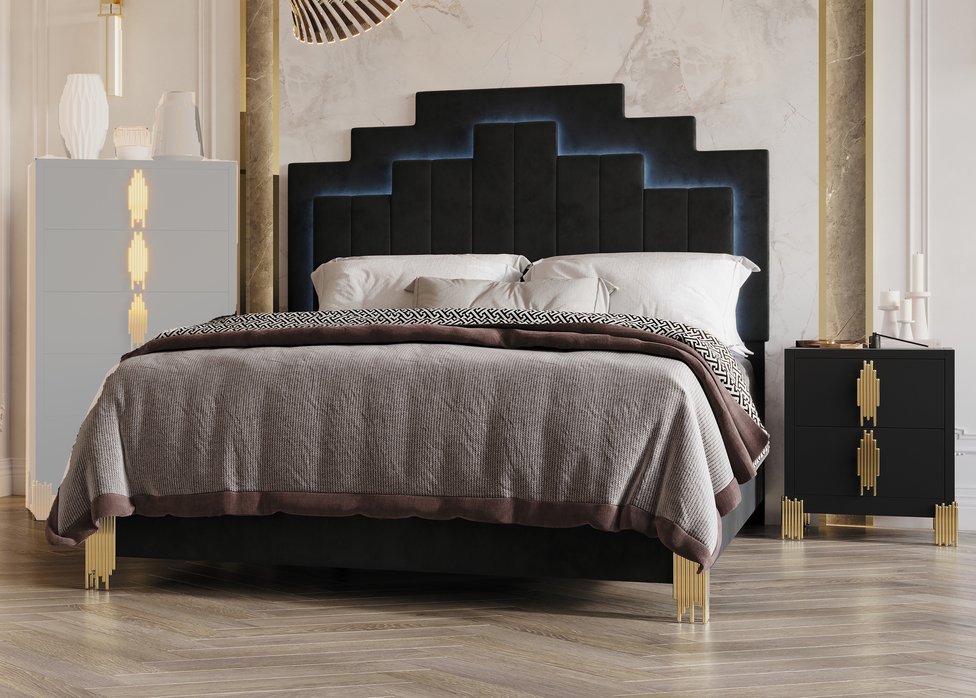 New Classic Furniture Empire Black 2pc Bedroom Set With King Bed