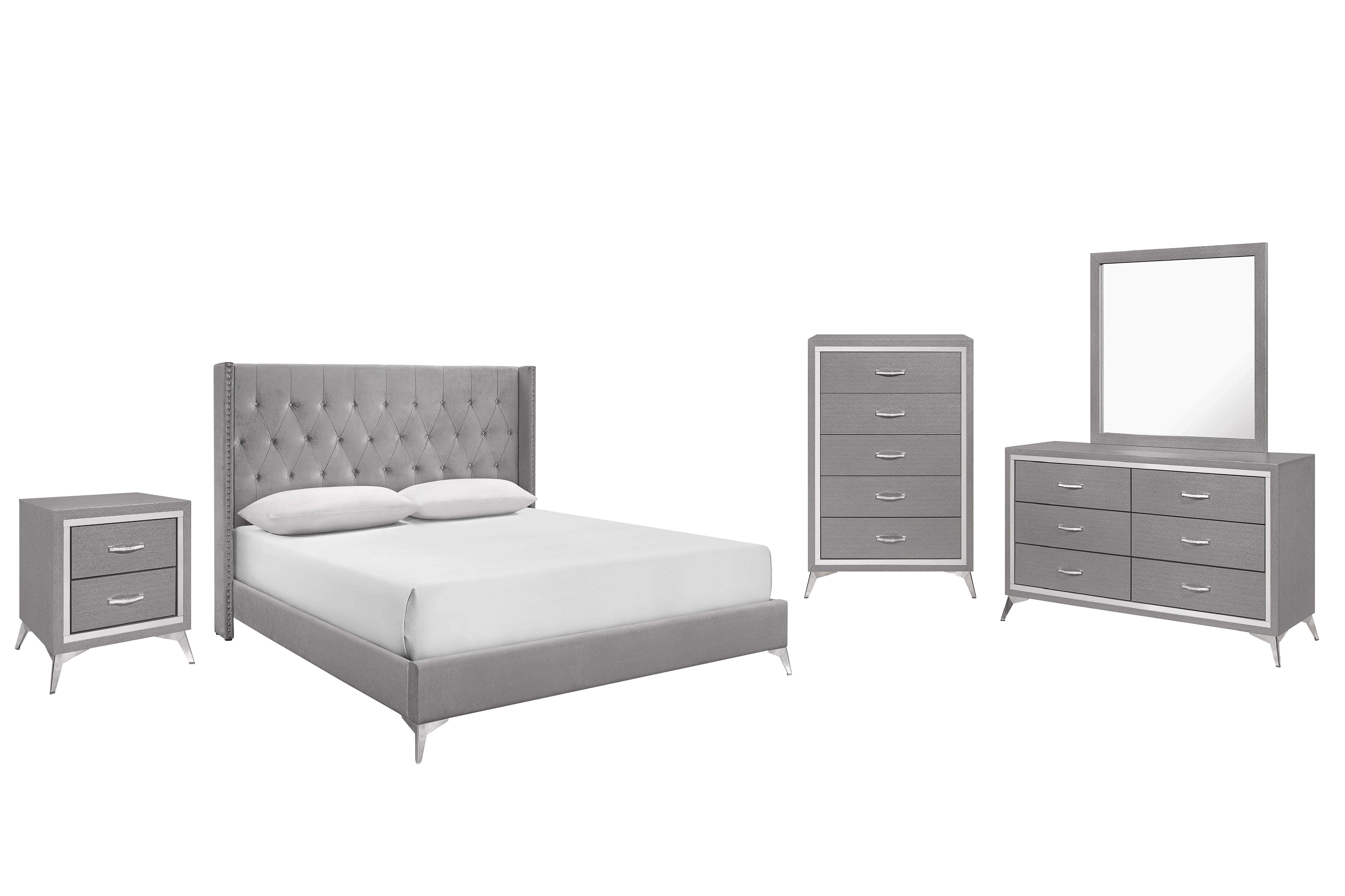 New Classic Furniture Huxley Gray 6pc King Bedroom Set B-DR-MR-CH-2NS NCF-00-3365G-16N New Classic Furniture Huxley Gray 6pc King Bedroom Set B-DR-MR-CH-2NS NCF-00-3365G-16N