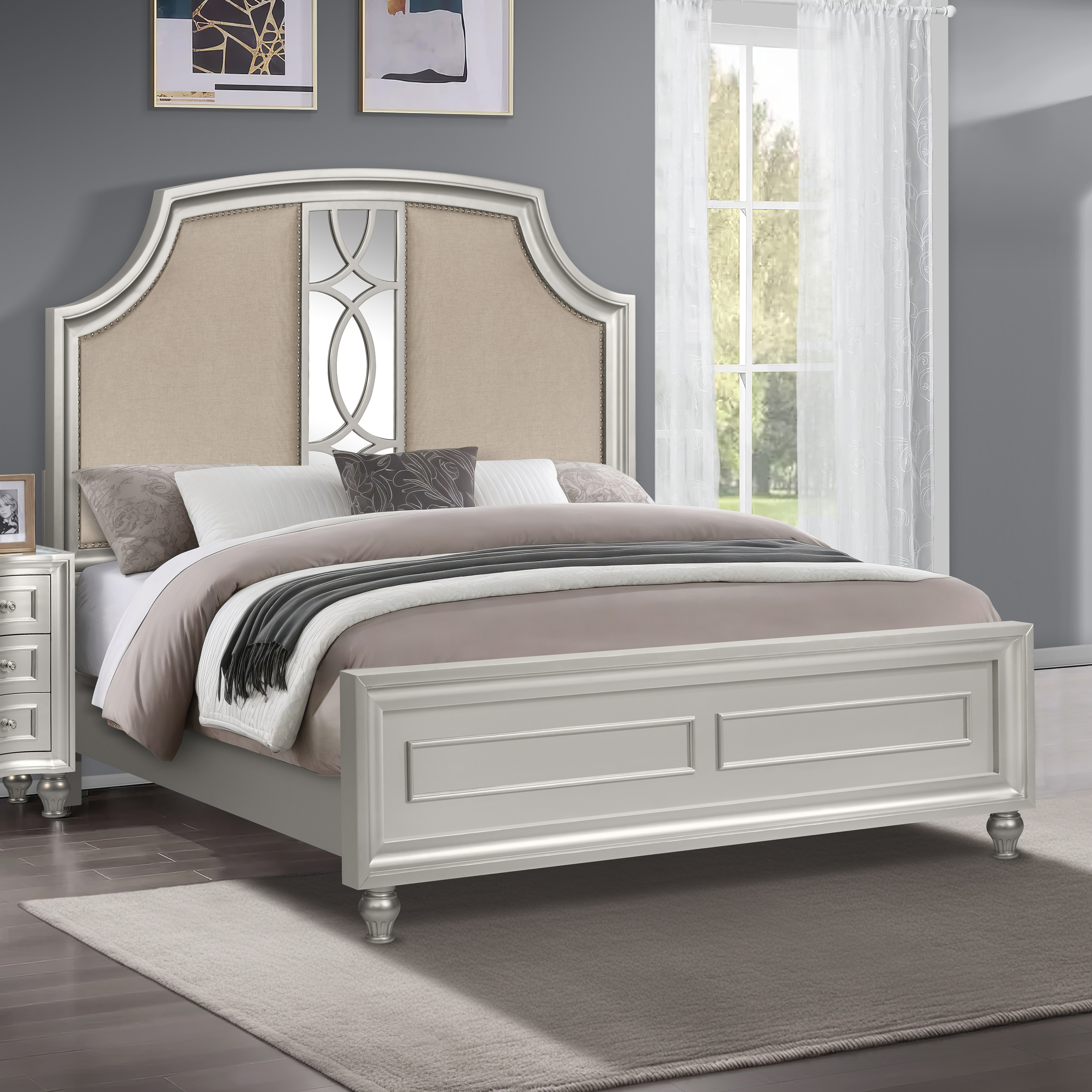 New Classic Furniture Reflections Gray Silver Queen Headboard NCF-B4627-310