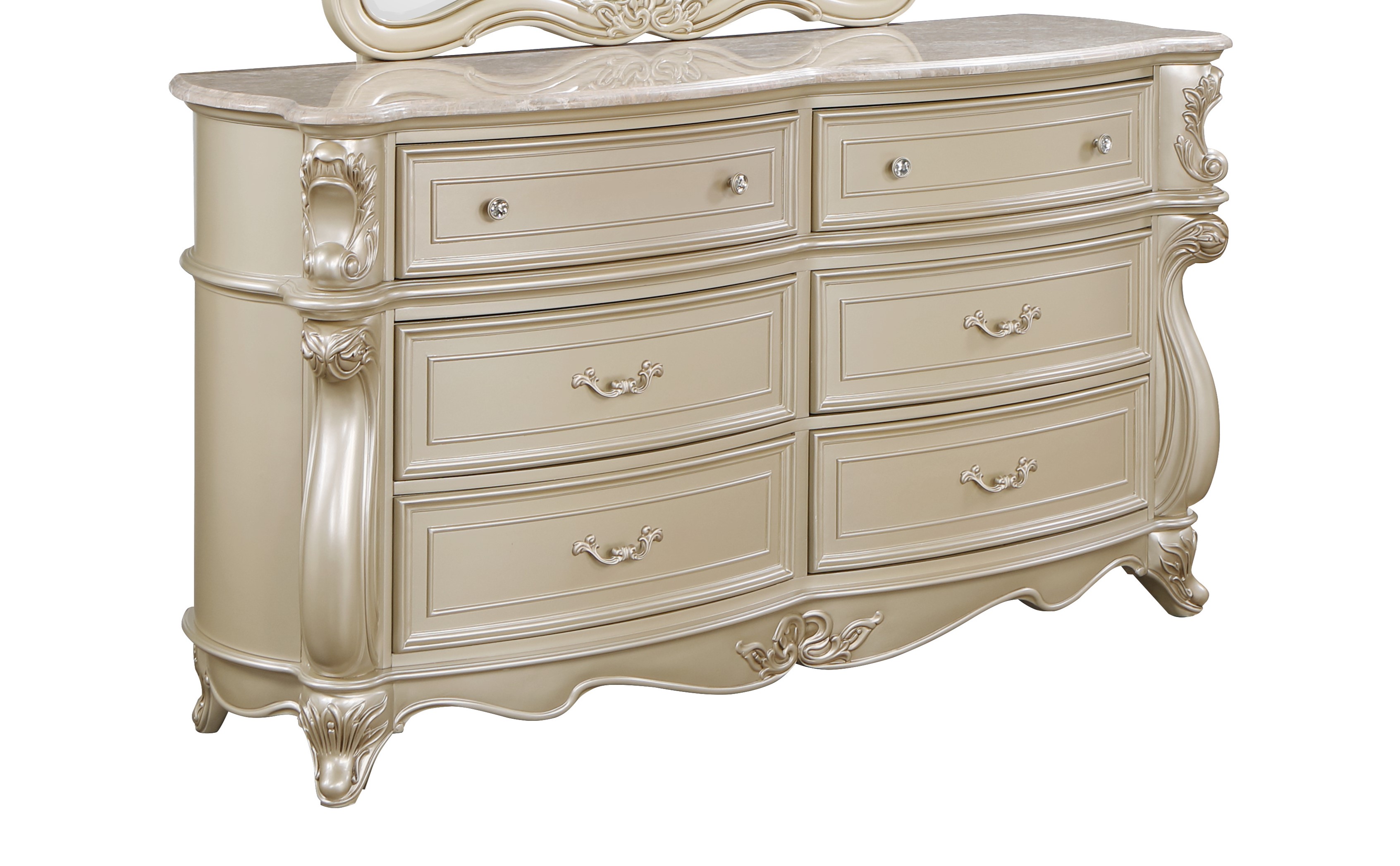 Monique Dresser W/Marble Top-Champagne