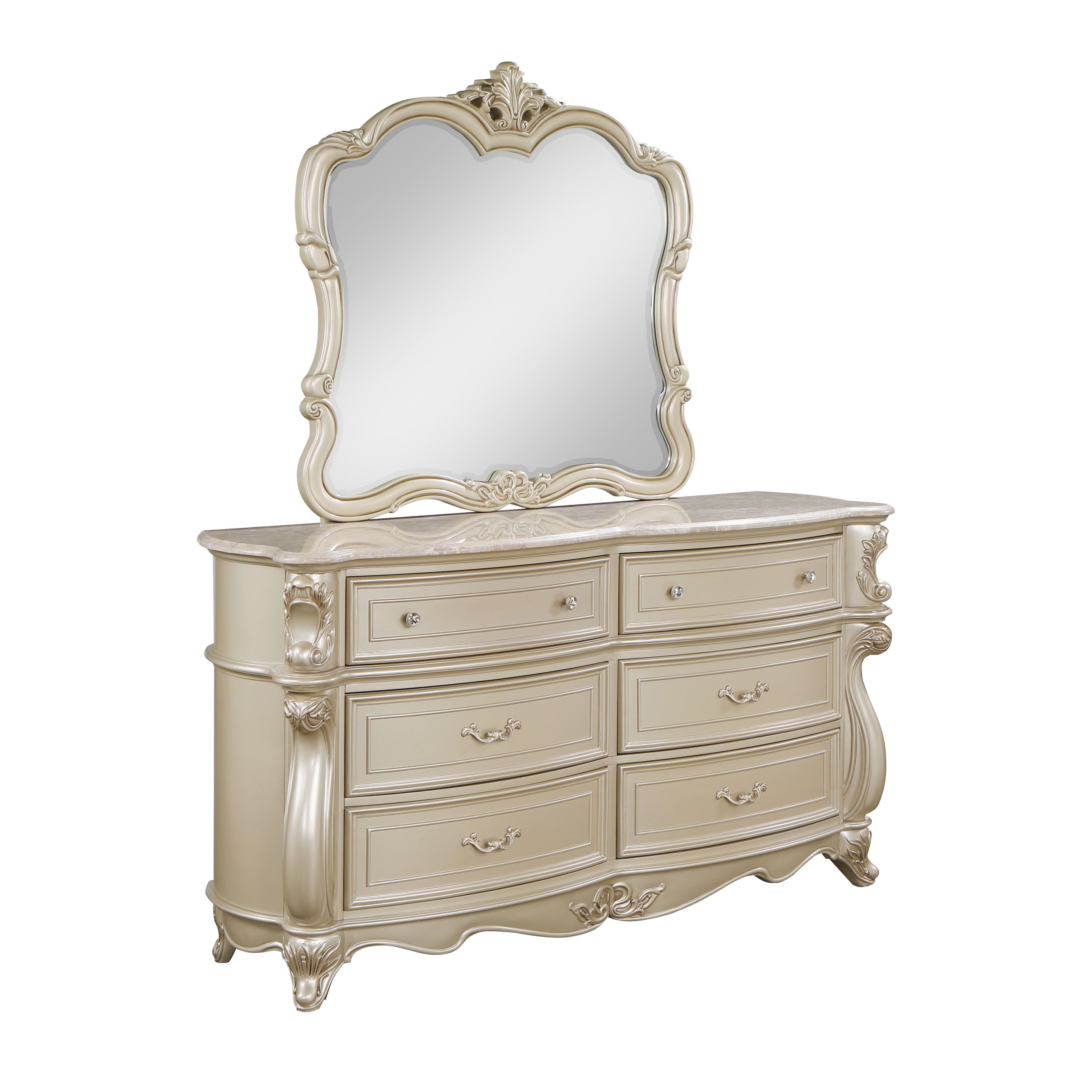 New Classic Furniture Monique Champagne Dresser and Mirror NCF-B992-50-60-DRMR New Classic Furniture Monique Champagne Dresser and Mirror NCF-B992-50-60-DRMR
