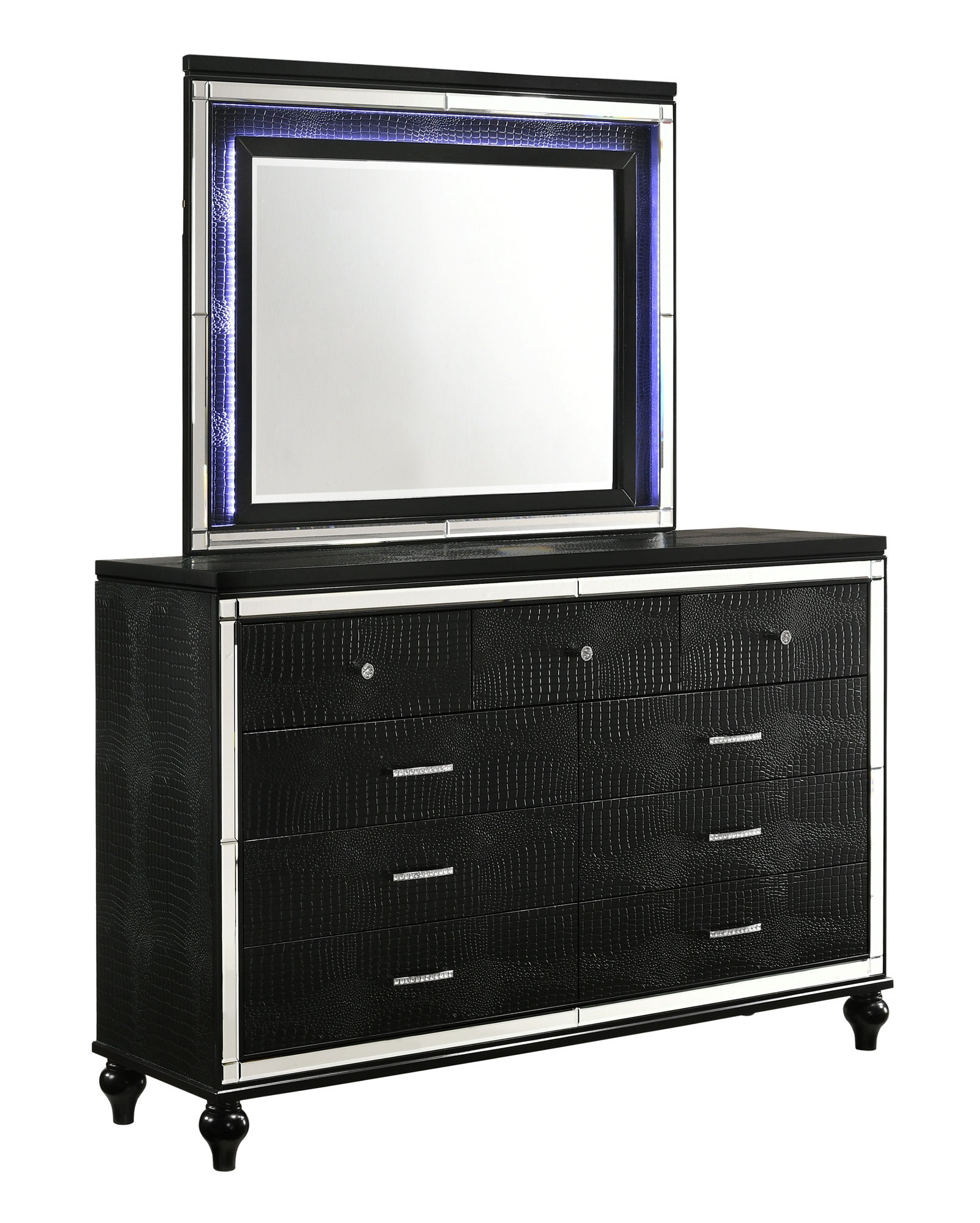 New Classic Furniture Valentino Black Solid Dresser And Mirror NCF-BA9698B-50-60-DRMR New Classic Furniture Valentino Black Solid Dresser And Mirror NCF-BA9698B-50-60-DRMR