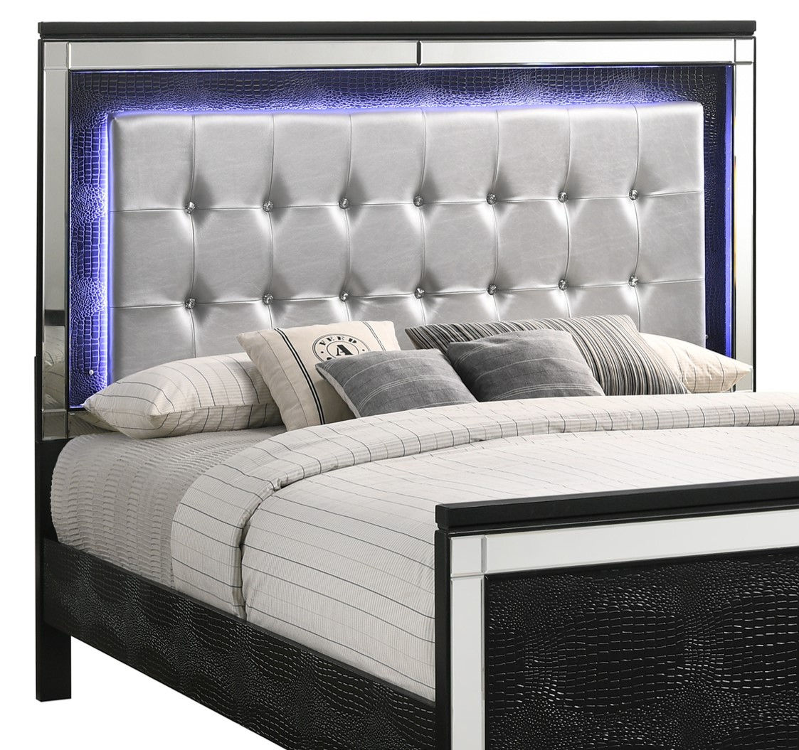 Valentino 6/6-6/0 K Lighted Headboard-Black