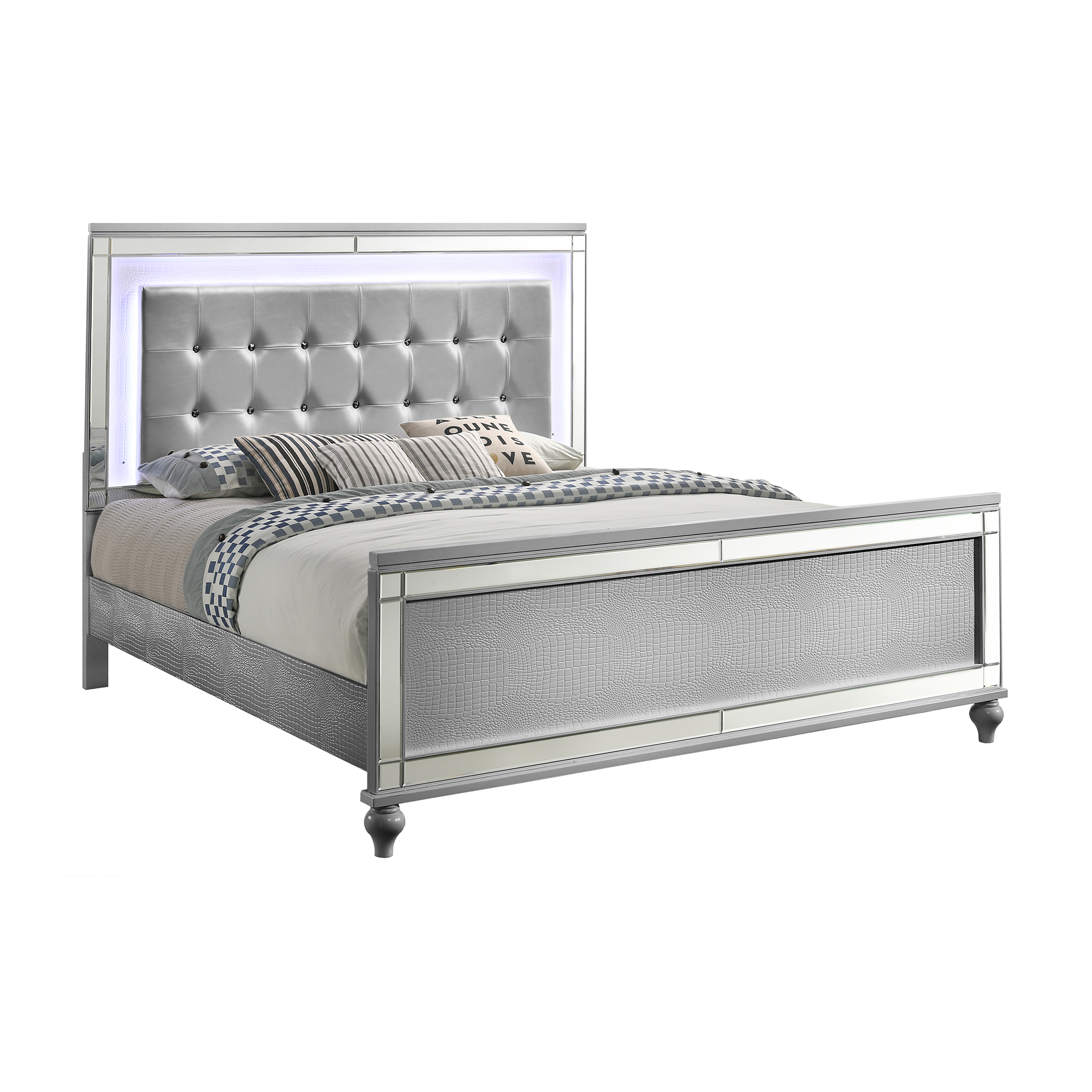 New Classic Furniture Valentino Silver Solid King Bed NCF-BA9698S-K-BED New Classic Furniture Valentino Silver Solid King Bed NCF-BA9698S-K-BED