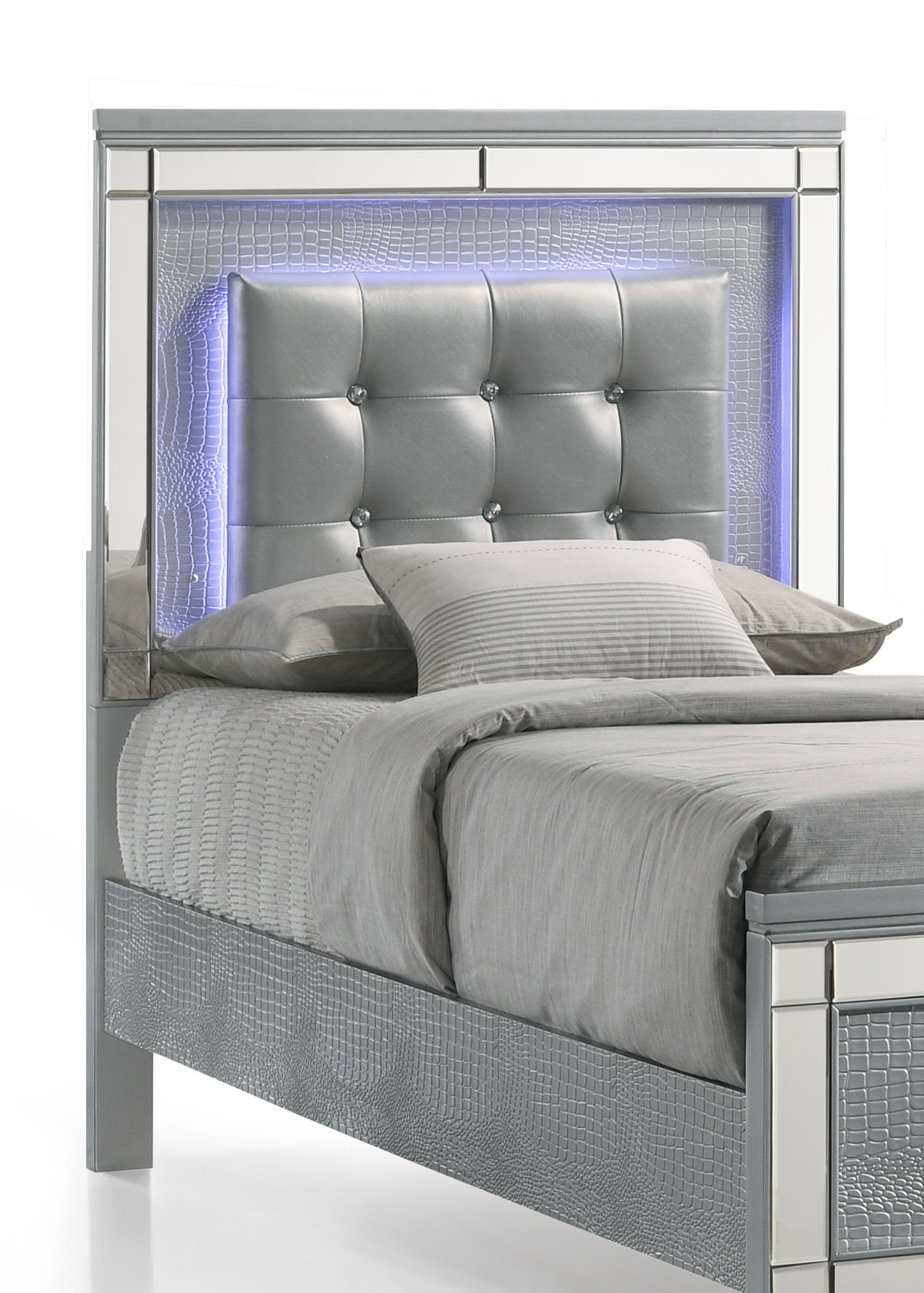 Valentino 3/3 T Headboard - Silver
