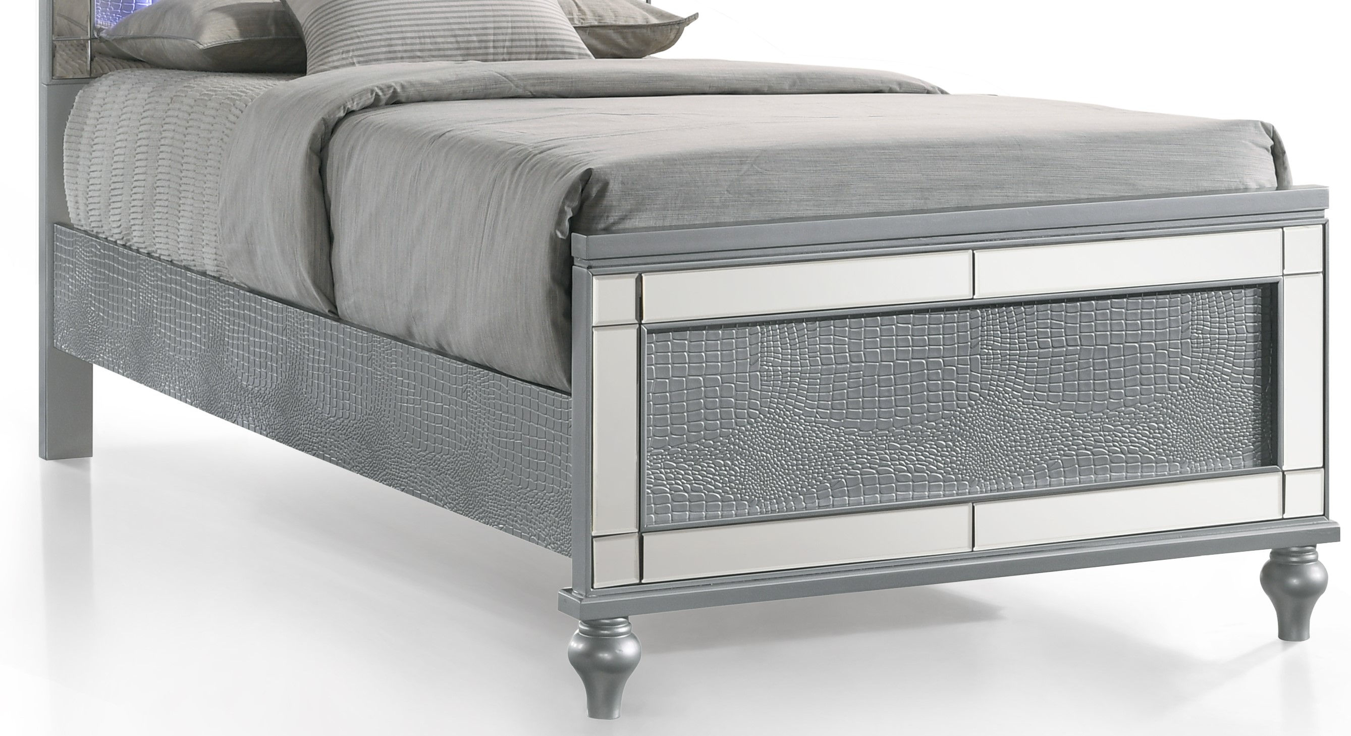 Valentino 3/3 T Footboard & Slats - Silver