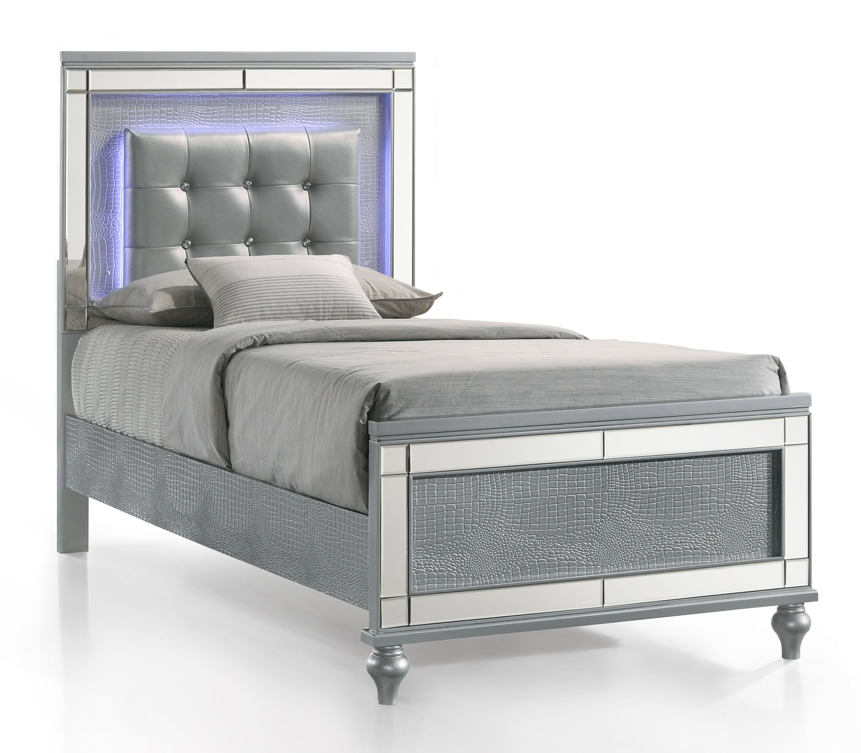 New Classic Furniture Valentino Silver Twin Bed NCF-BA9698S-T-BED New Classic Furniture Valentino Silver Twin Bed NCF-BA9698S-T-BED