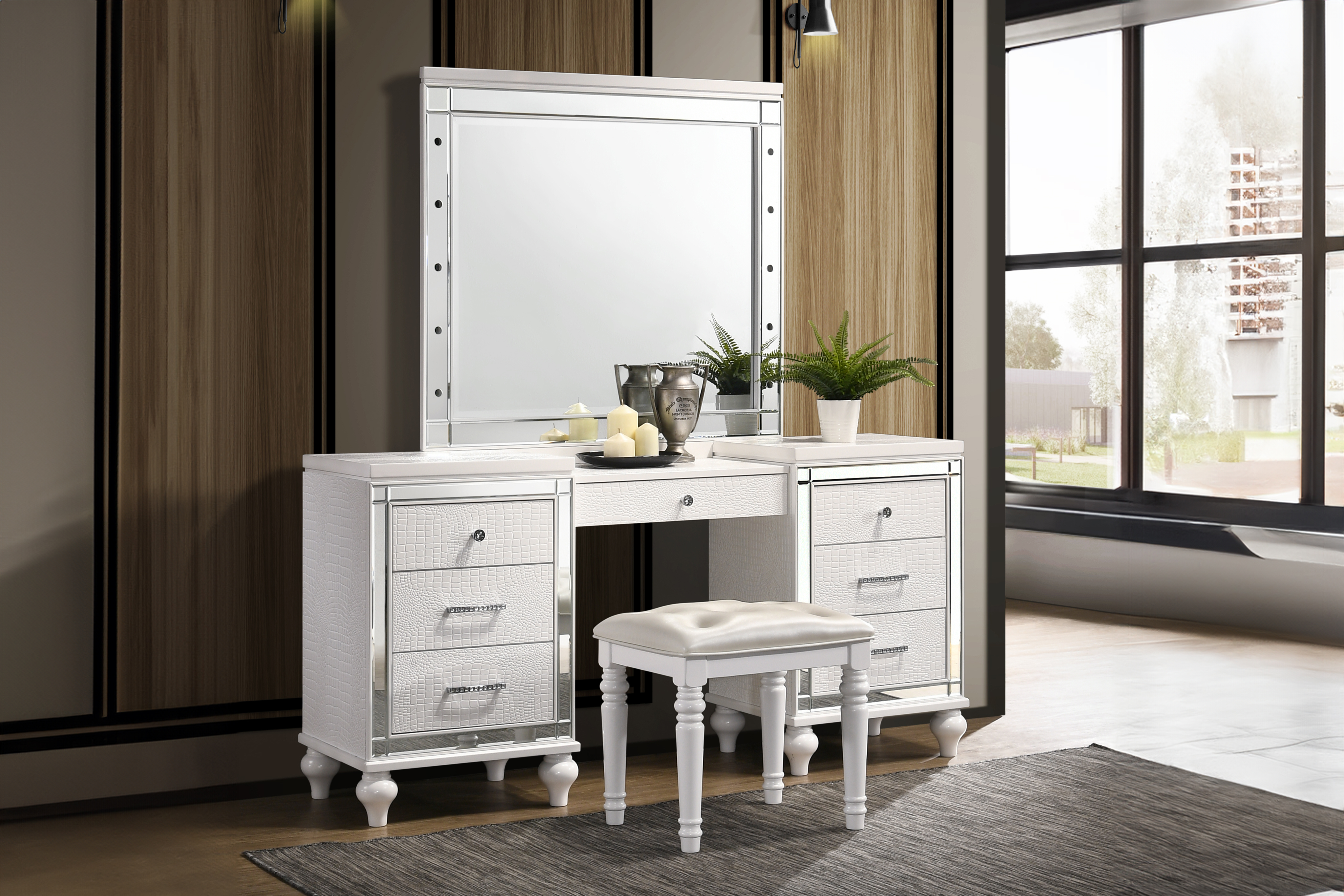 New Classic Furniture Valentino White Vanity Set