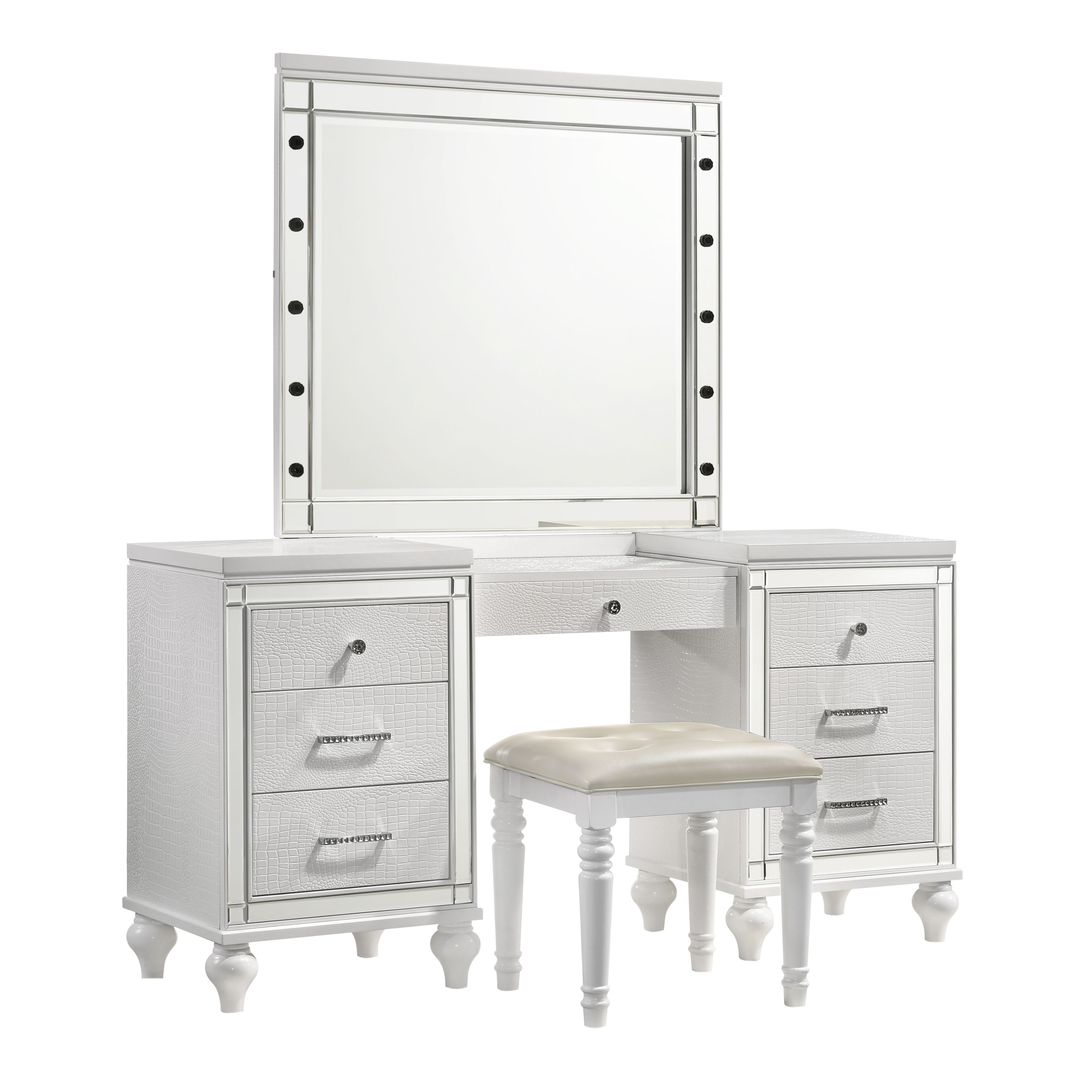 New Classic Furniture Valentino White Vanity Set NCF-BA9698W-90-VNTY