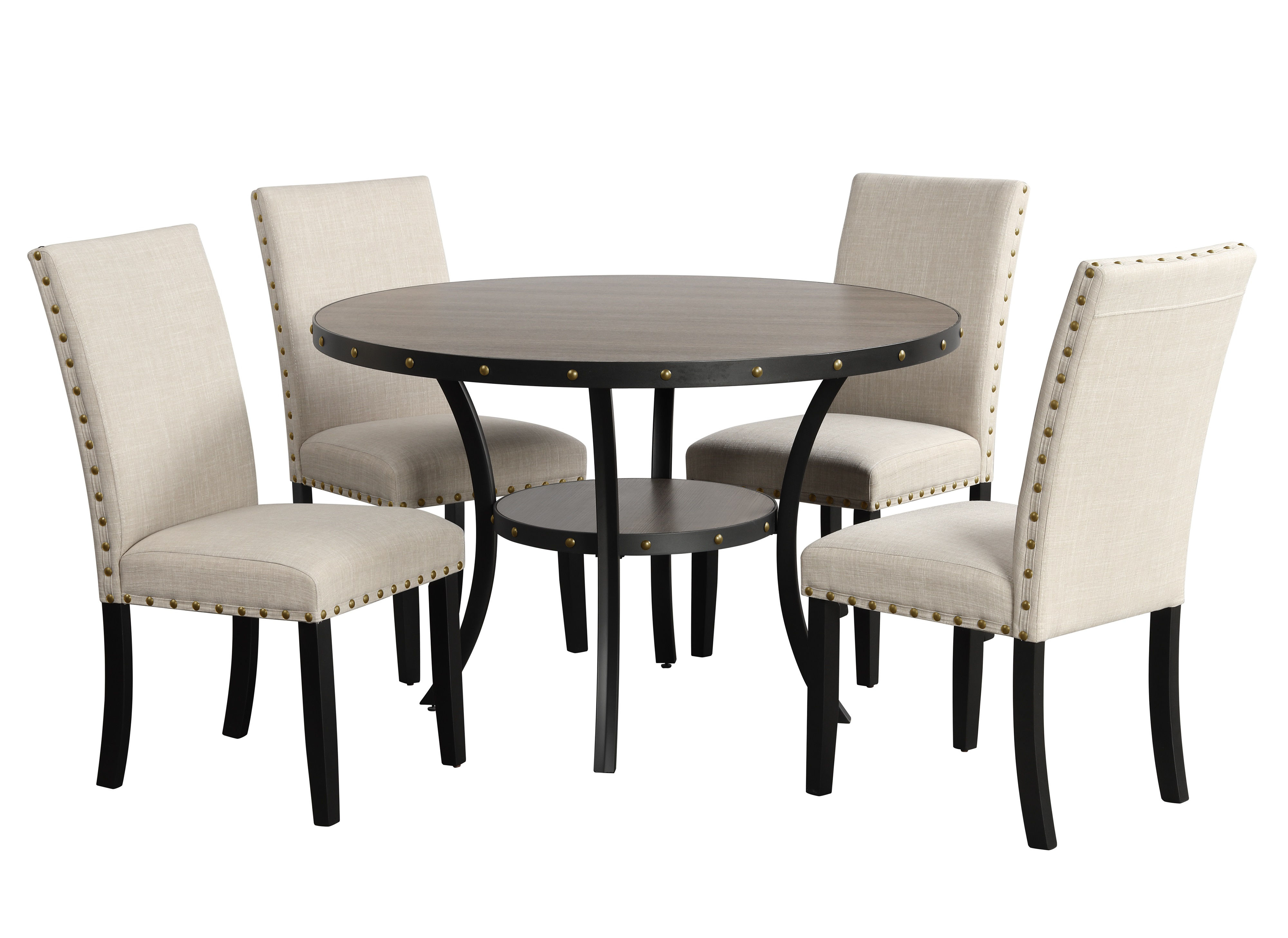 New Classic Furniture Crispin Smoke Natural Beige 5pc Dining Room Set
