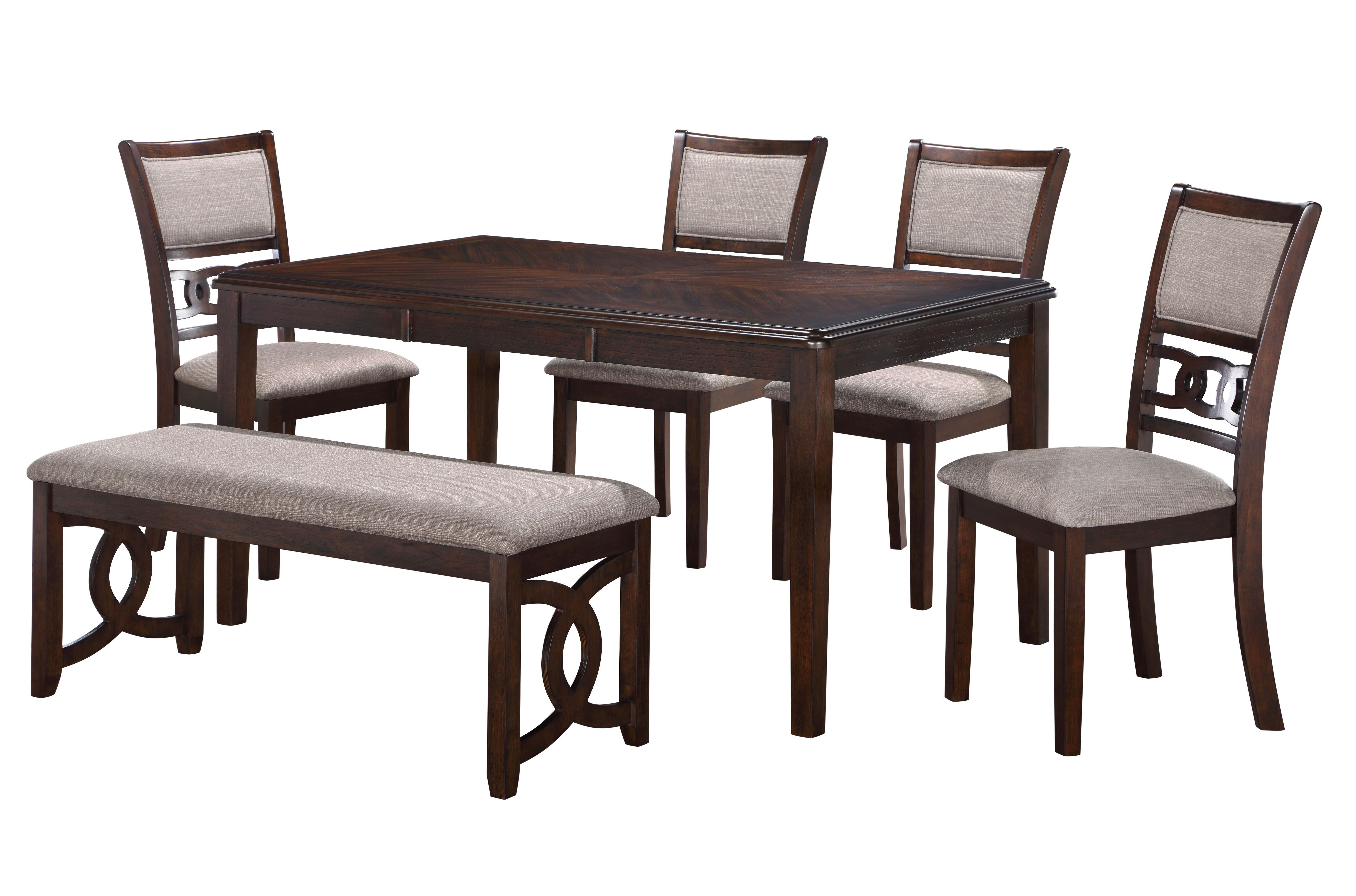 New Classic Furniture Gia Cherry 6pc Dining Room Set DT-4CH-BN NCF-40-1701C-D4CB New Classic Furniture Gia Cherry 6pc Dining Room Set DT-4CH-BN NCF-40-1701C-D4CB