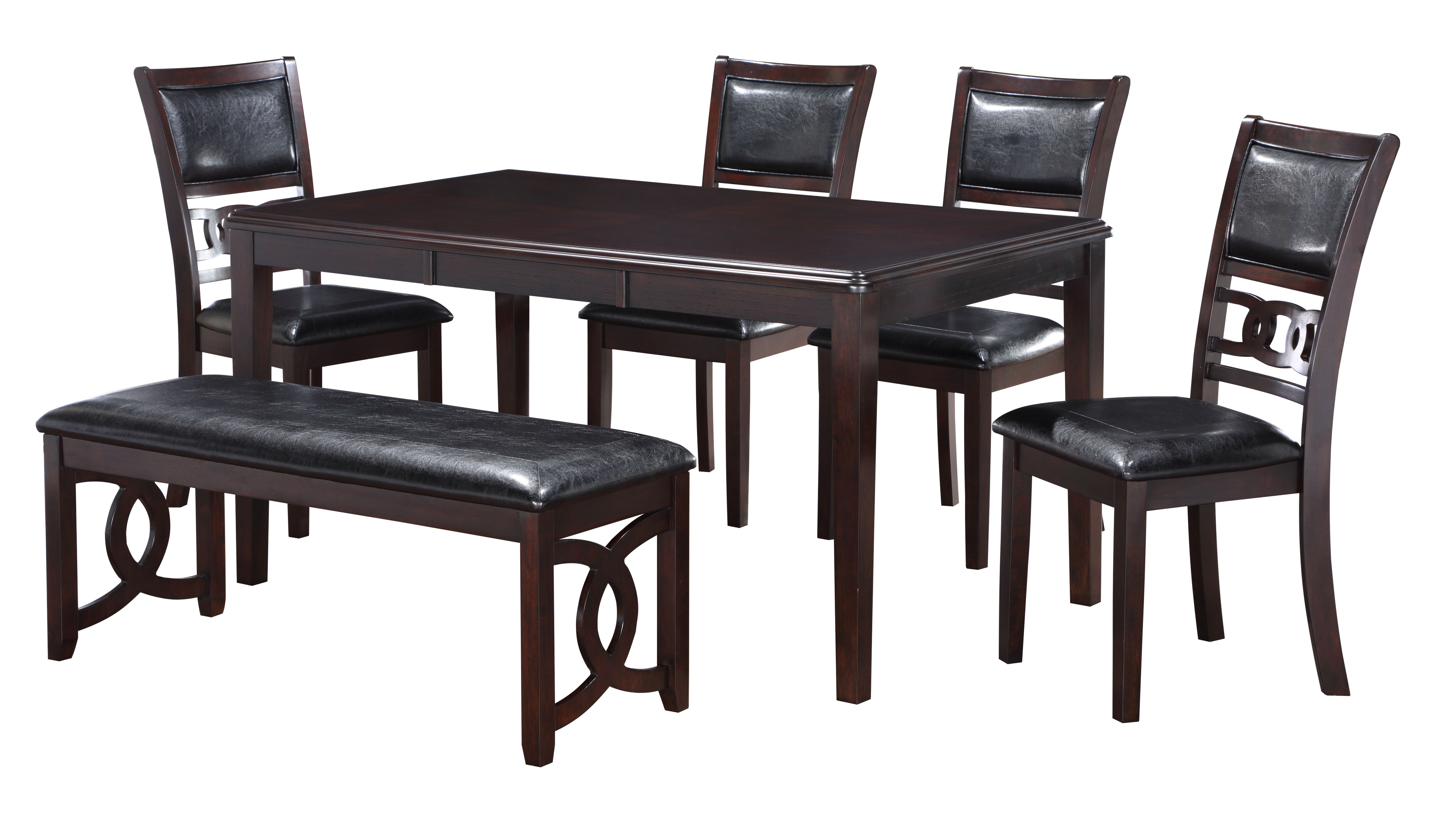 New Classic Furniture Gia Ebony 6pc Dining Room Set DT-4CH-BN NCF-40-1701E-D4CB