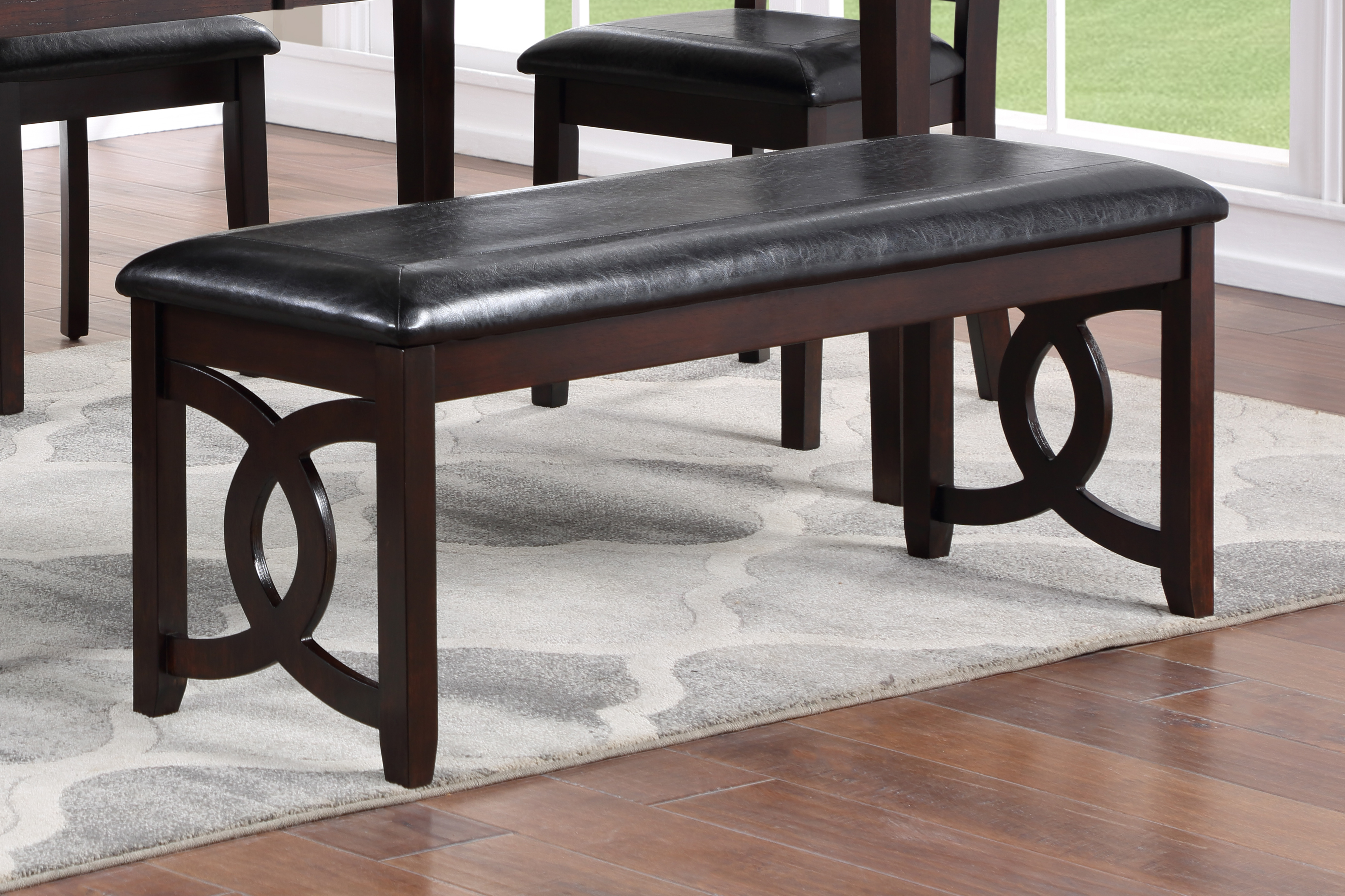 New Classic Furniture Gia Ebony PU 46 Inch Dining Bench NCF-D1701-25-EBY