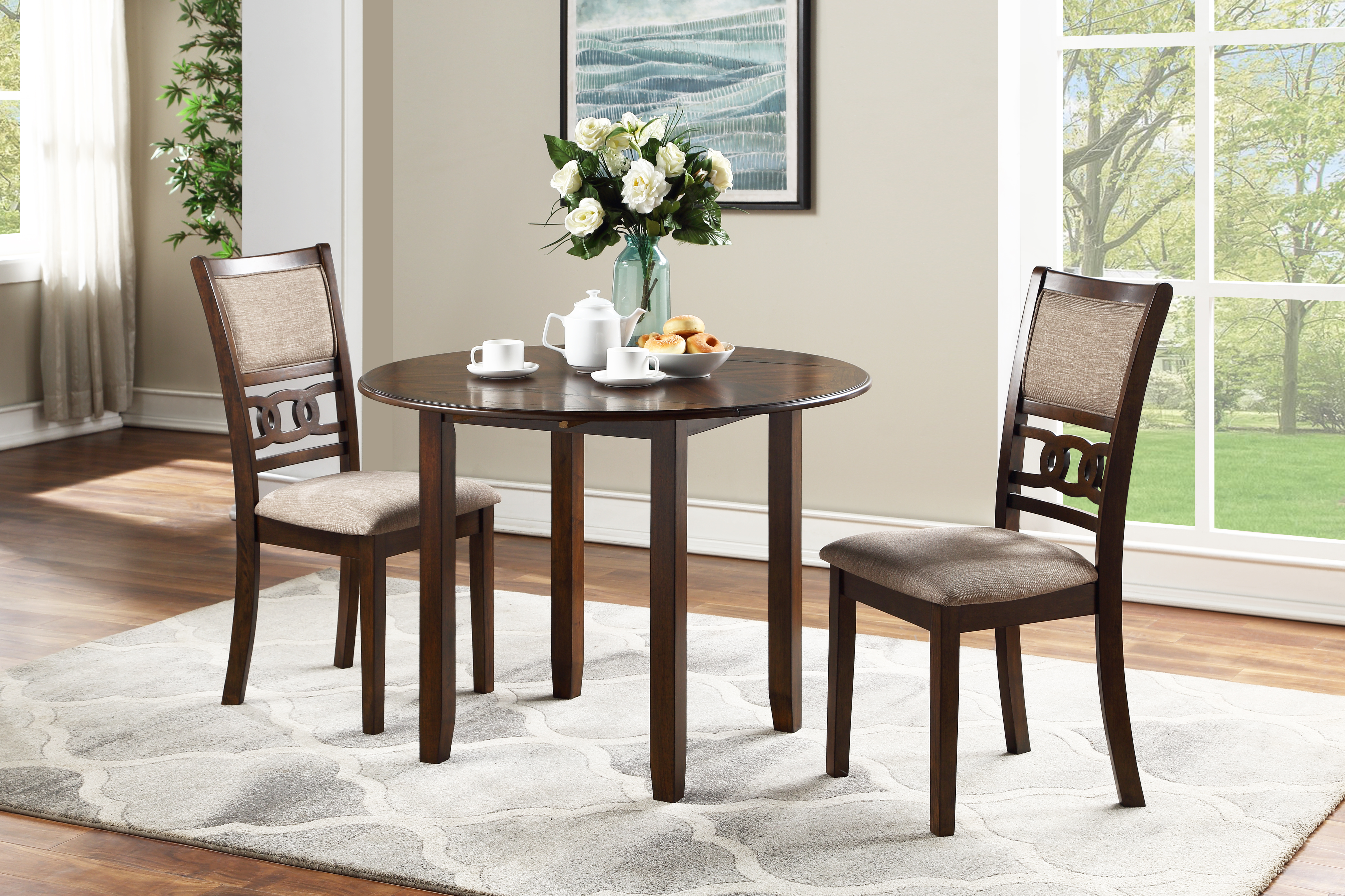 New Classic Furniture Gia Cherry 42 Inch Drop Leaf 3pc Dining Set