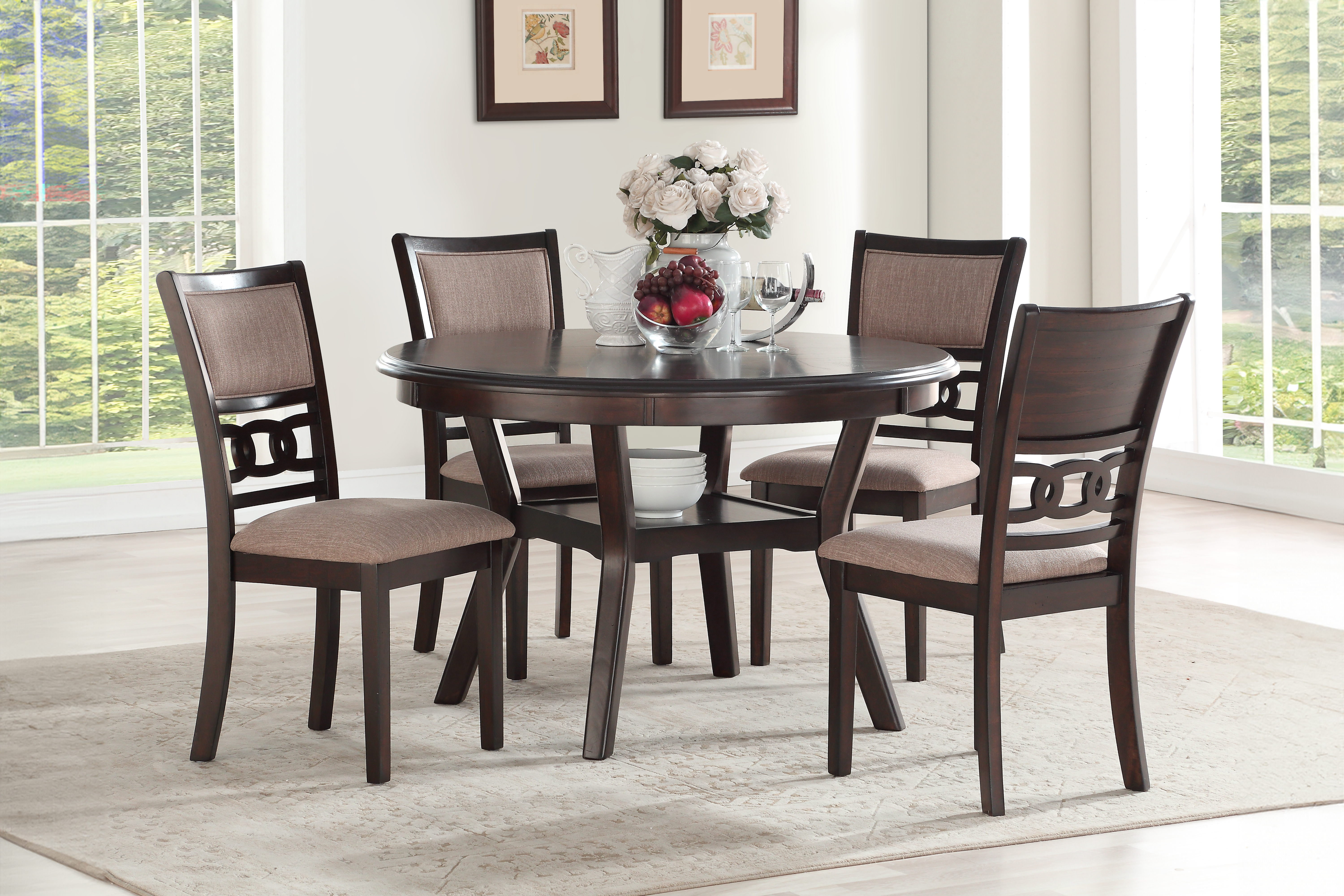 New Classic Furniture Gia Cherry Round 5pc Dining Set