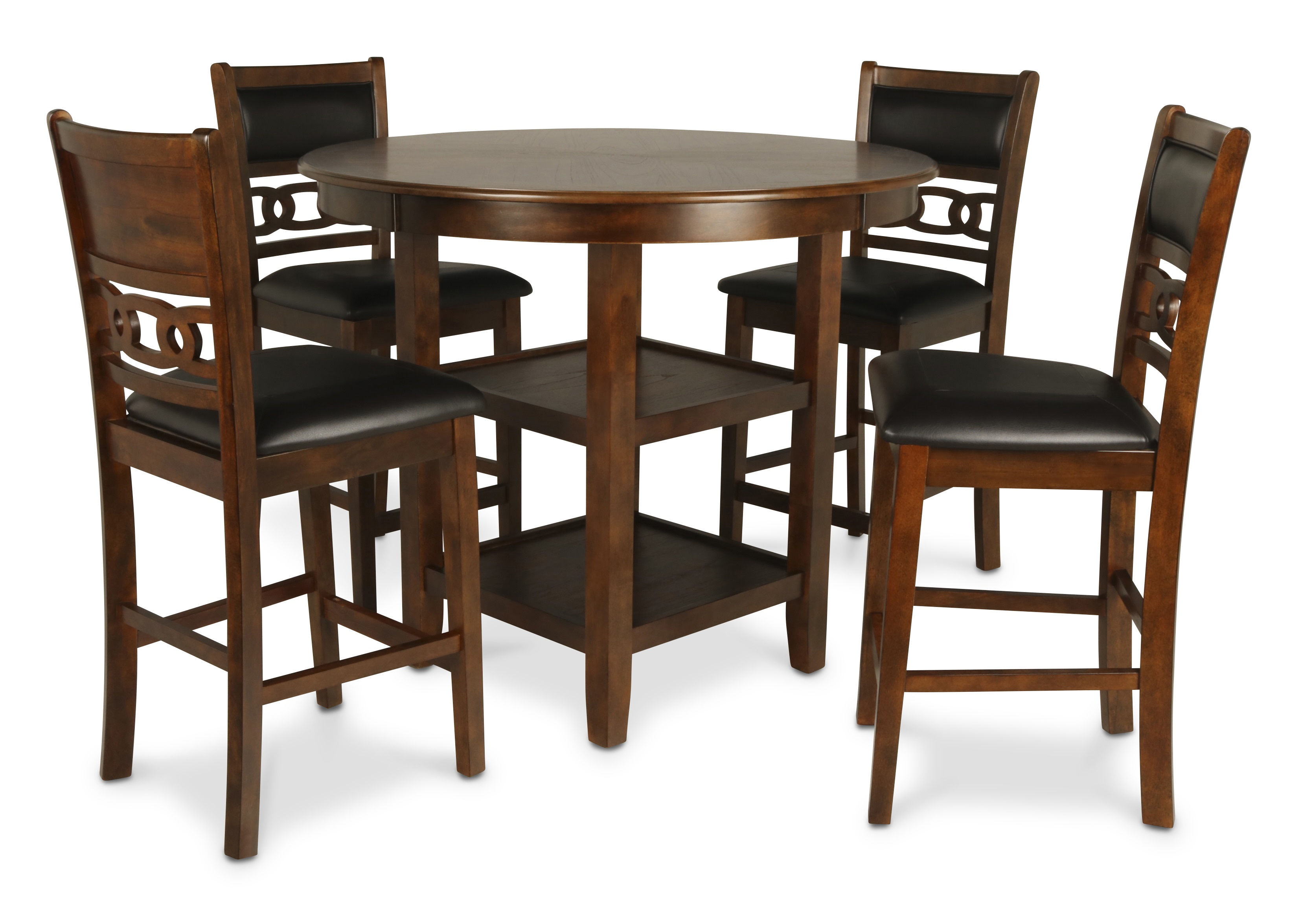 New Classic Furniture Gia Brown Round 5pc Counter Height Set NCF-D1701-52S-BRN
