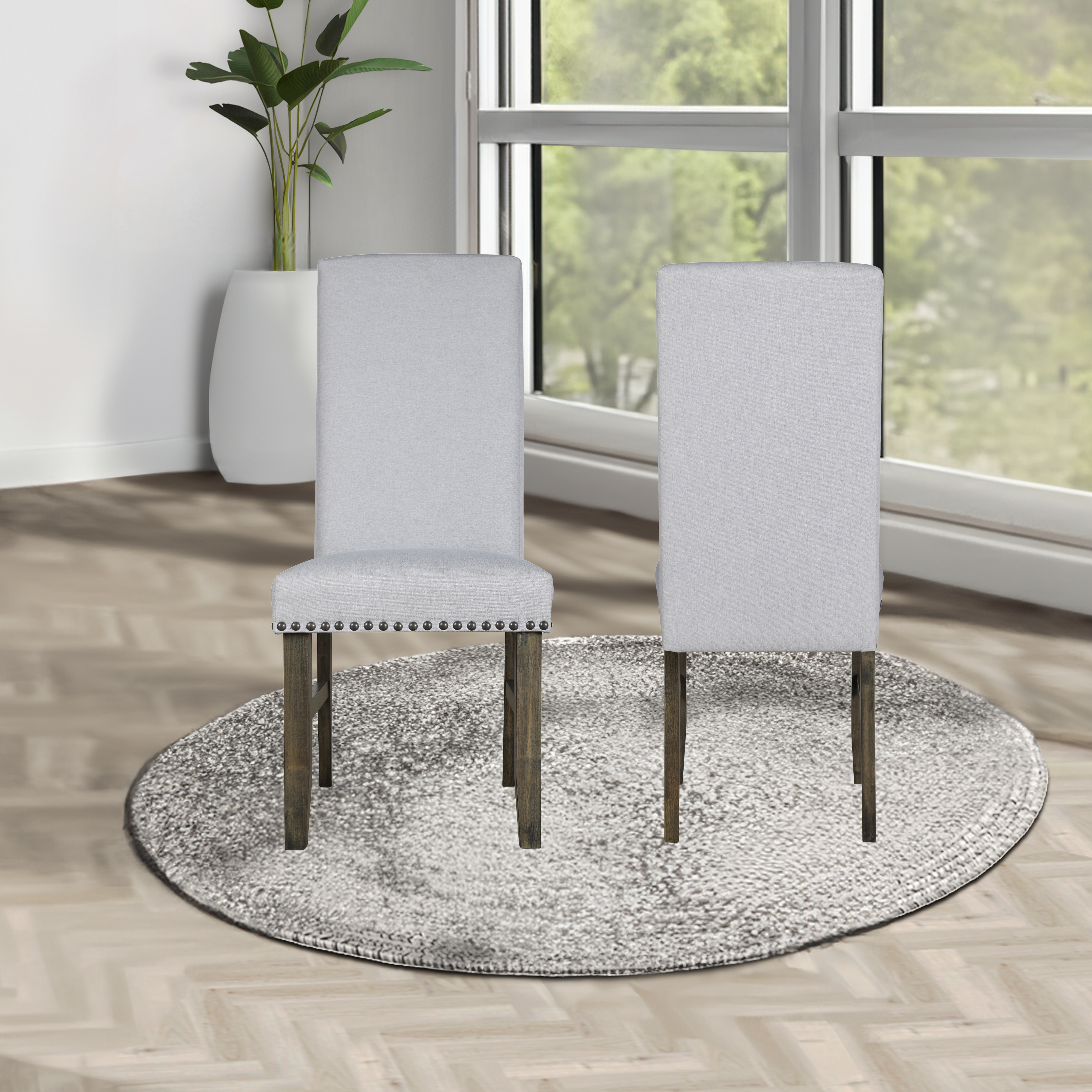 2 New Classic Furniture Julius Gray Walnut Dining Chairs