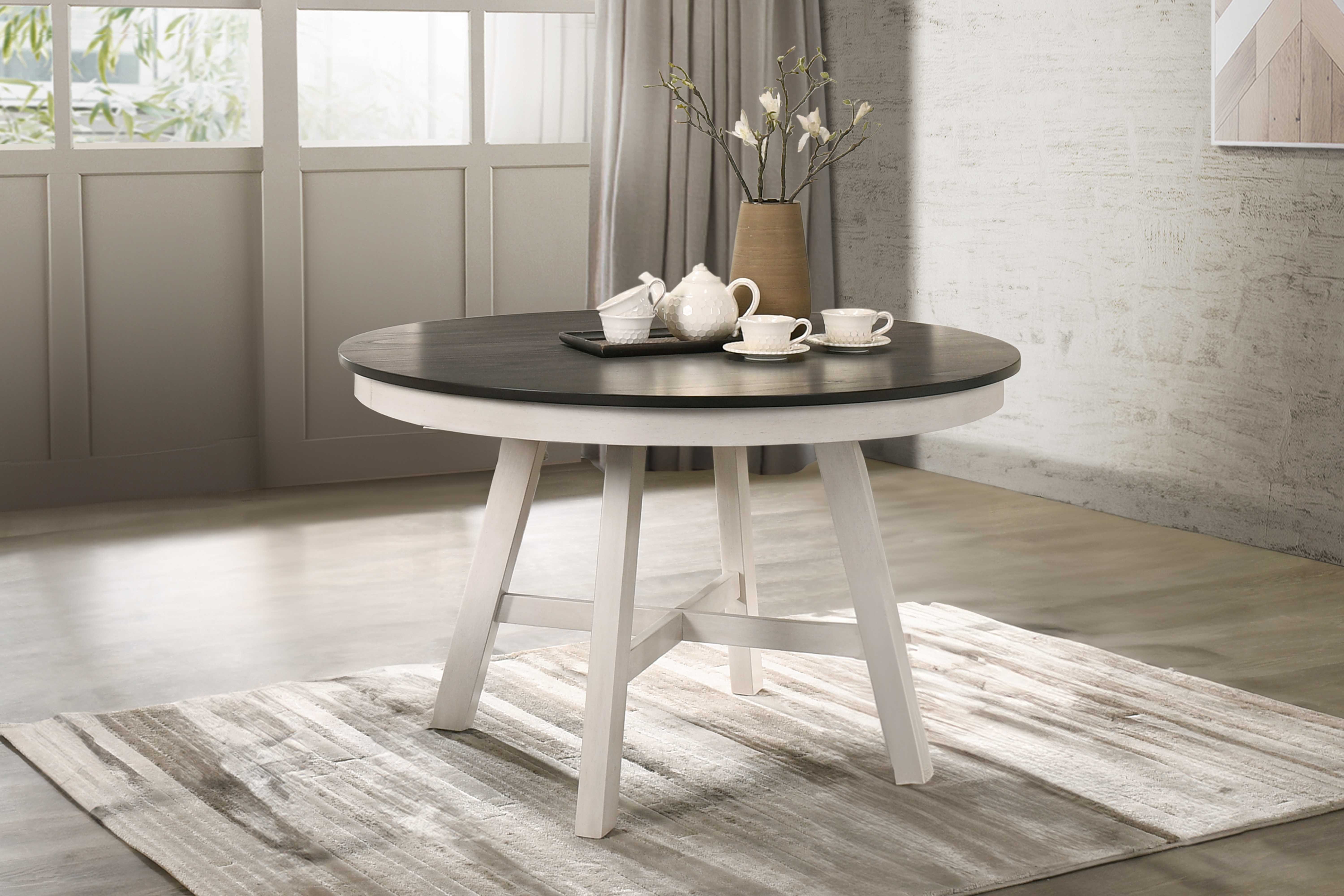 New Classic Furniture Maisie White Brown Round Table