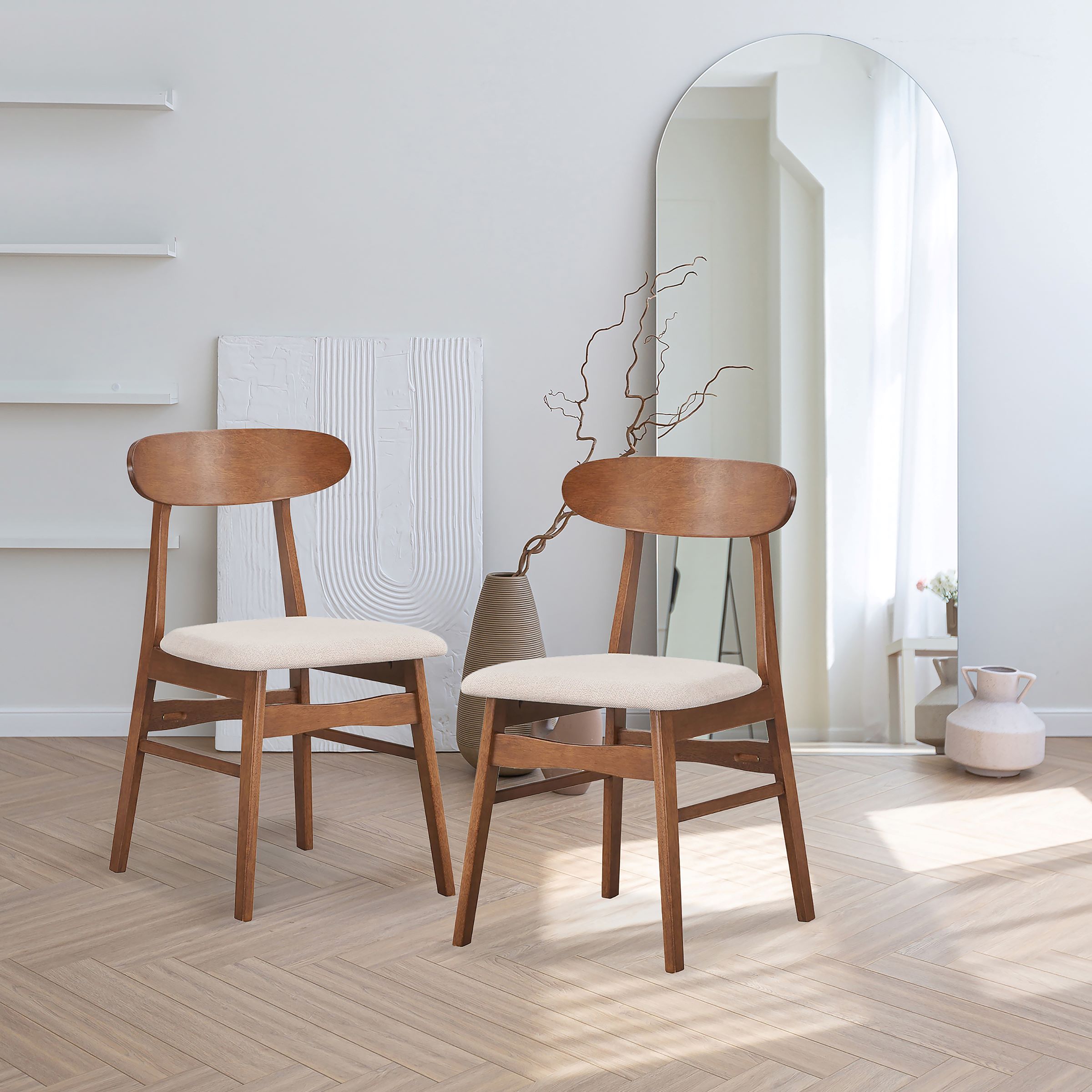 2 New Classic Furniture Morocco Brown Natural Dining Chairs