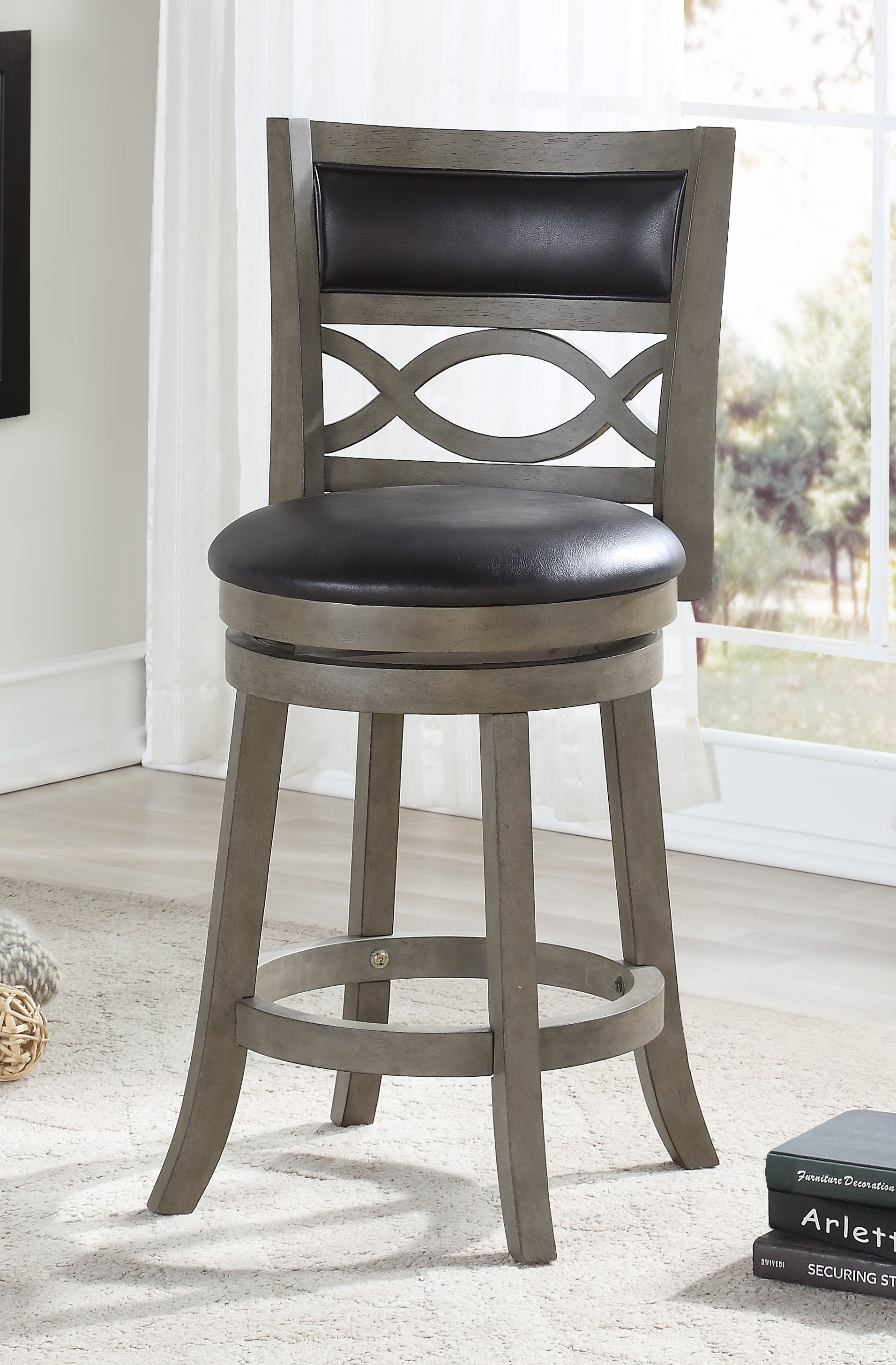 New Classic Furniture Manchester Gray Black PU 24 Inch Counter Height Stool