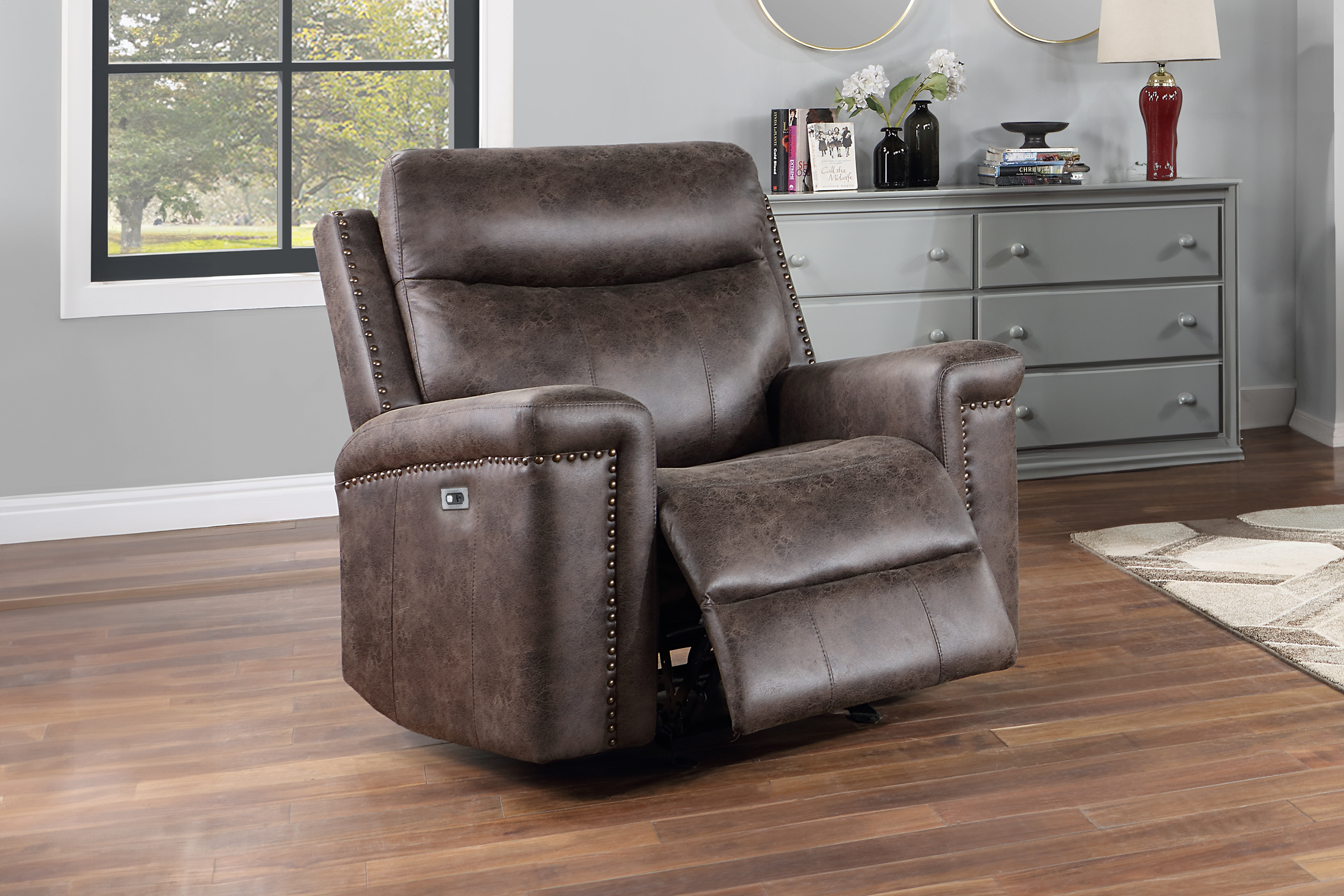New Classic Furniture Quade Mocha Power Glider Recliner