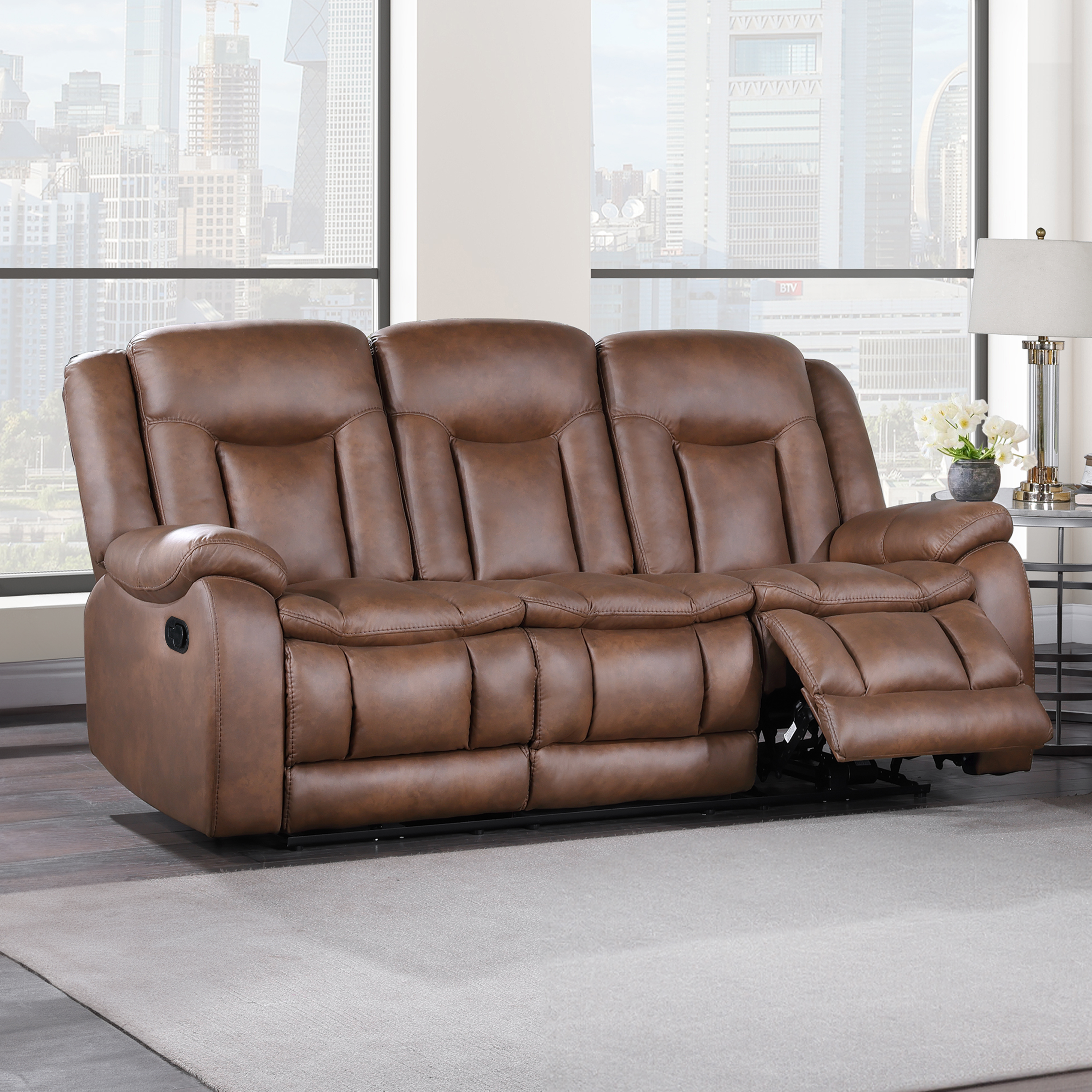 New Classic Furniture Morello Brown Sofa with Dual Recliner
