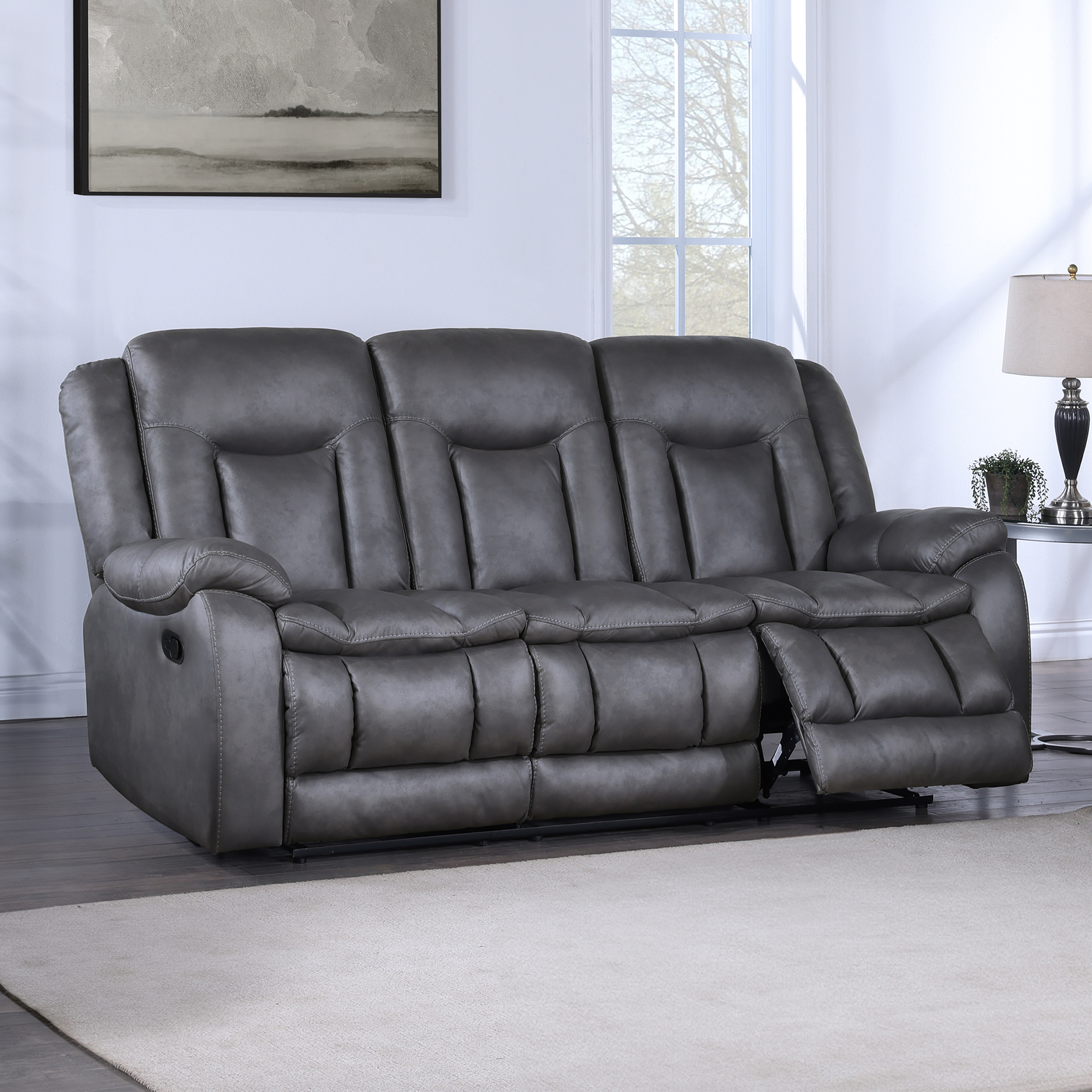 New Classic Furniture Morello Gray Sofa with Dual Recliner NCF-U2505-30-DGY