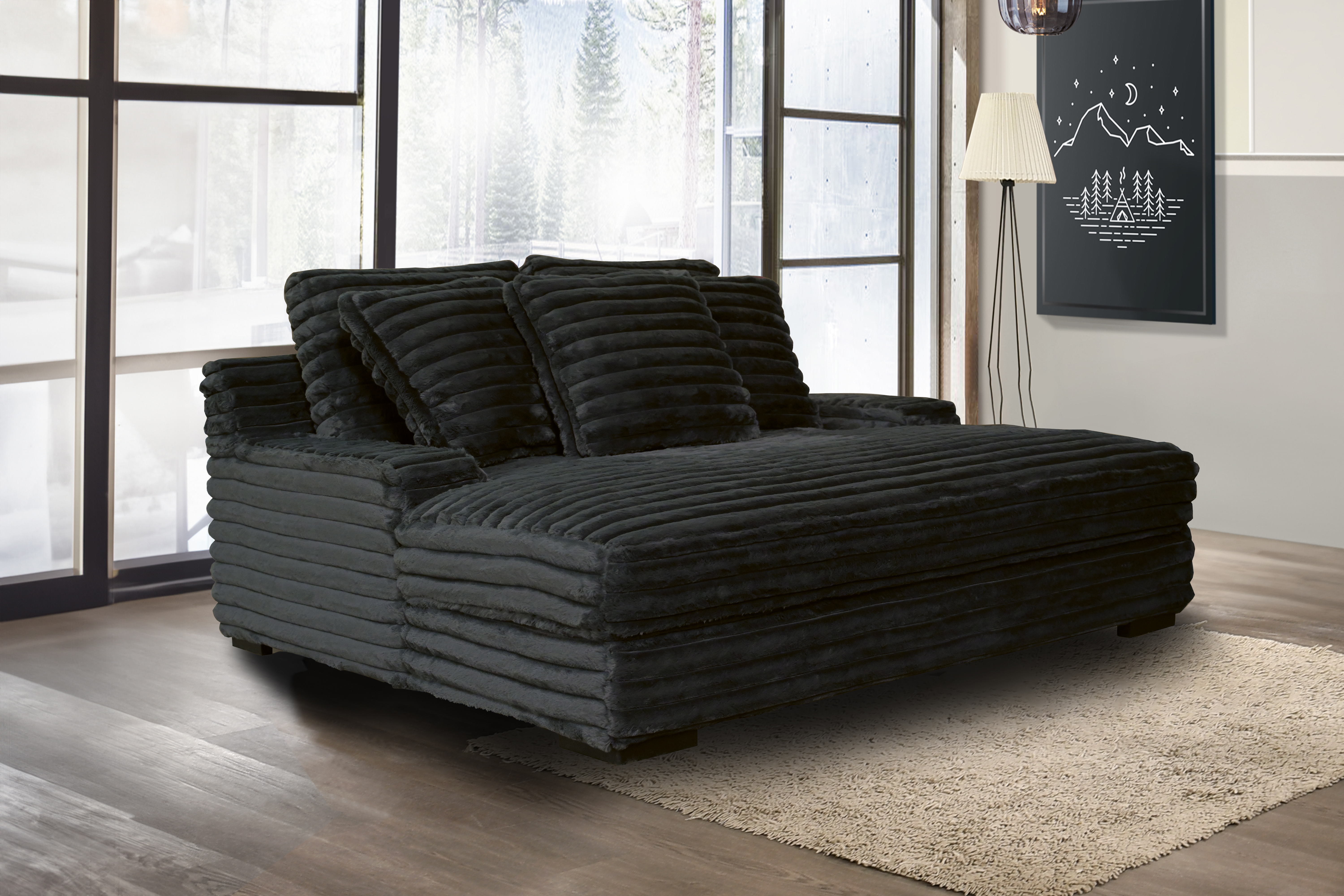 New Classic Furniture Embrace Charcoal Dual Chaise Lounge