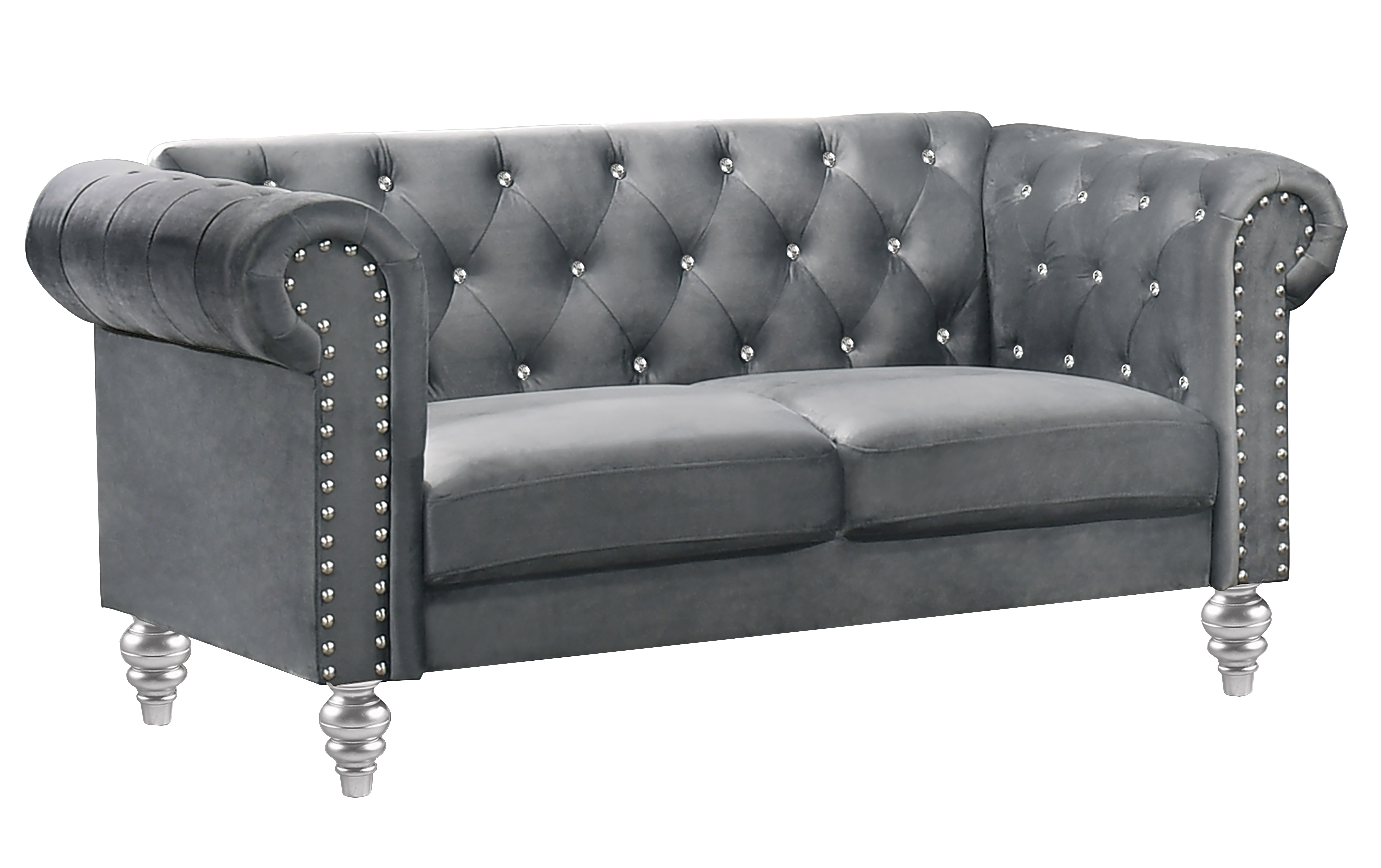 Emma Crystal Loveseat-Gray