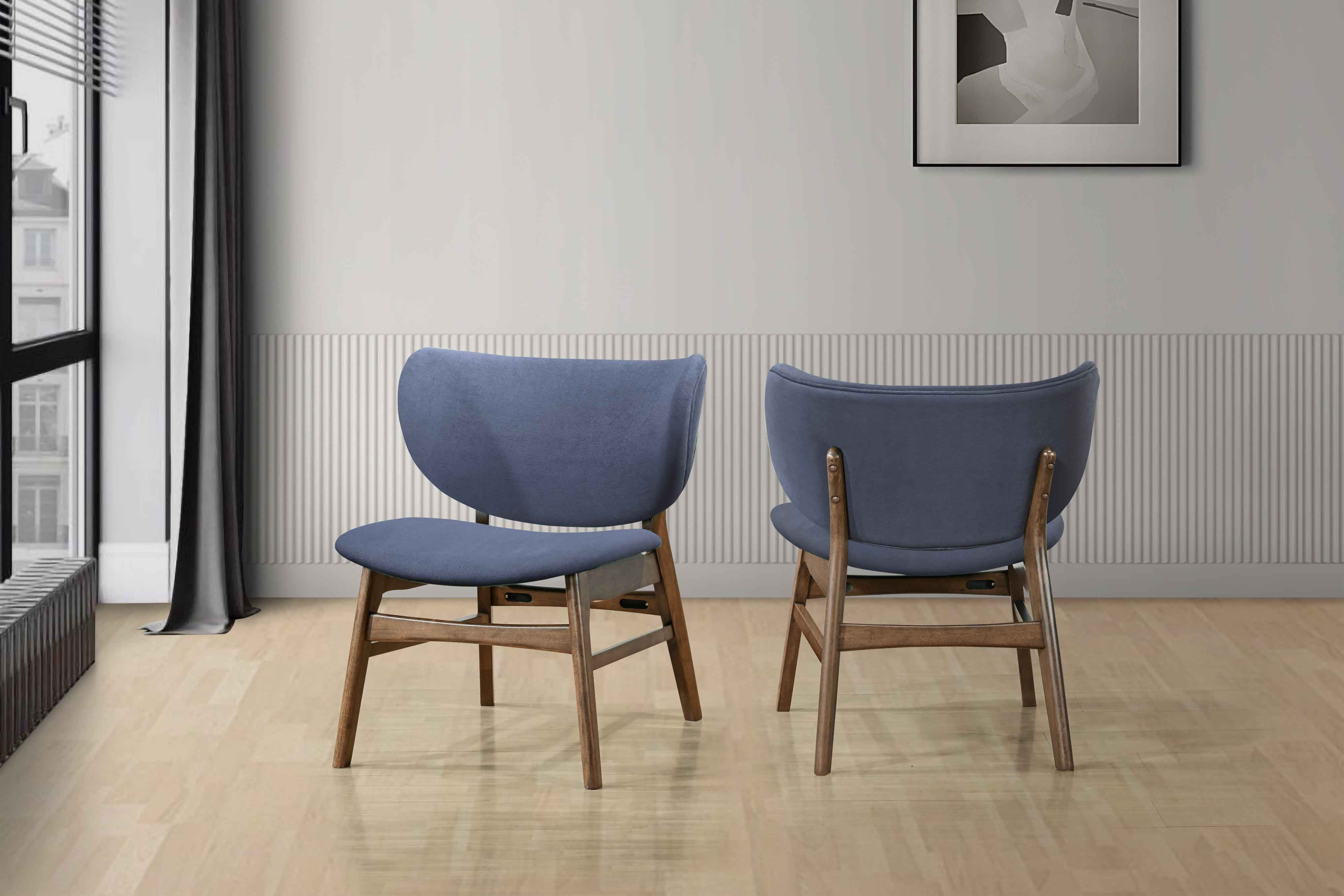 2 New Classic Furniture Adler Brown Blue Upholstered Lounge Chair