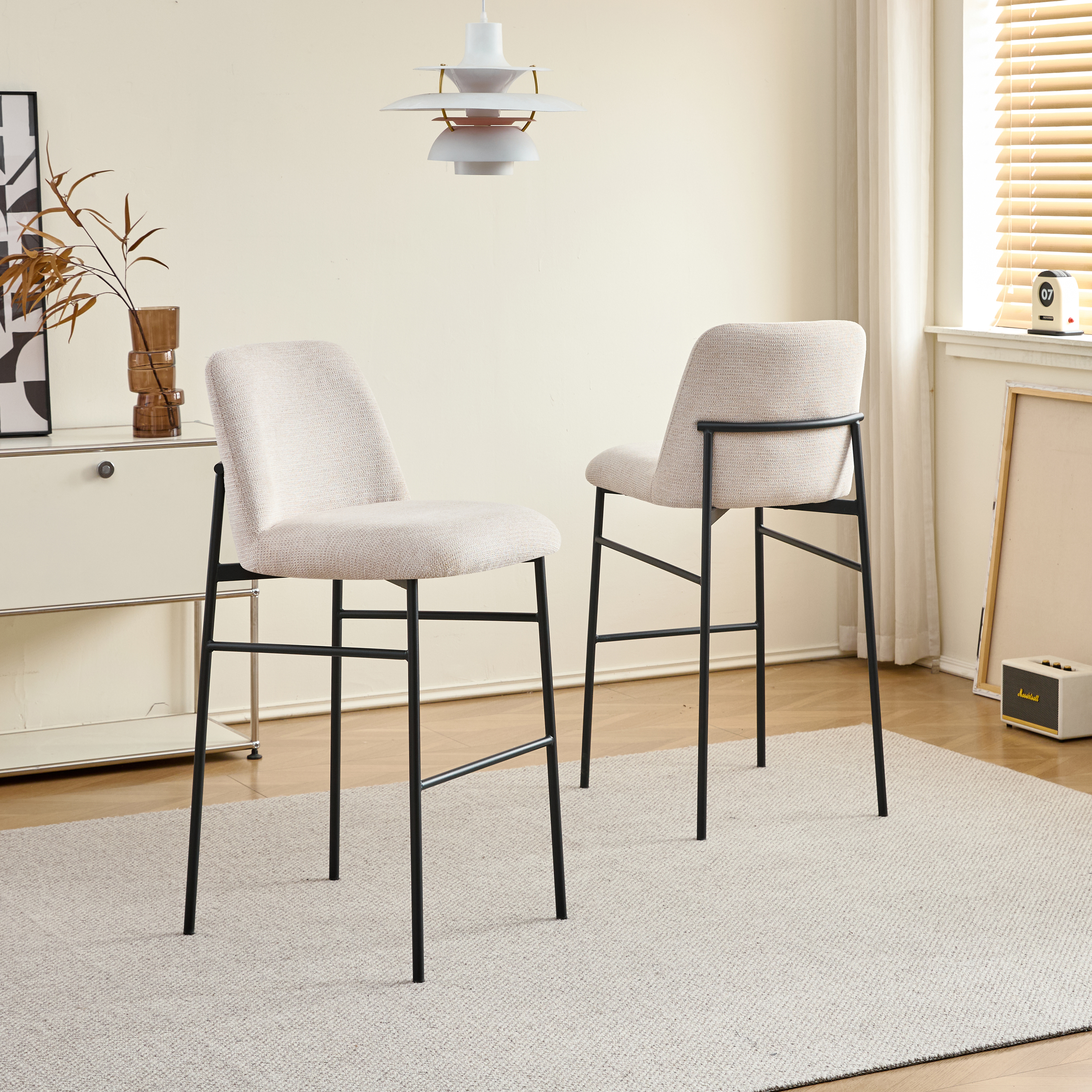 2 New Classic Furniture Erik Beige Black Bar Chairs
