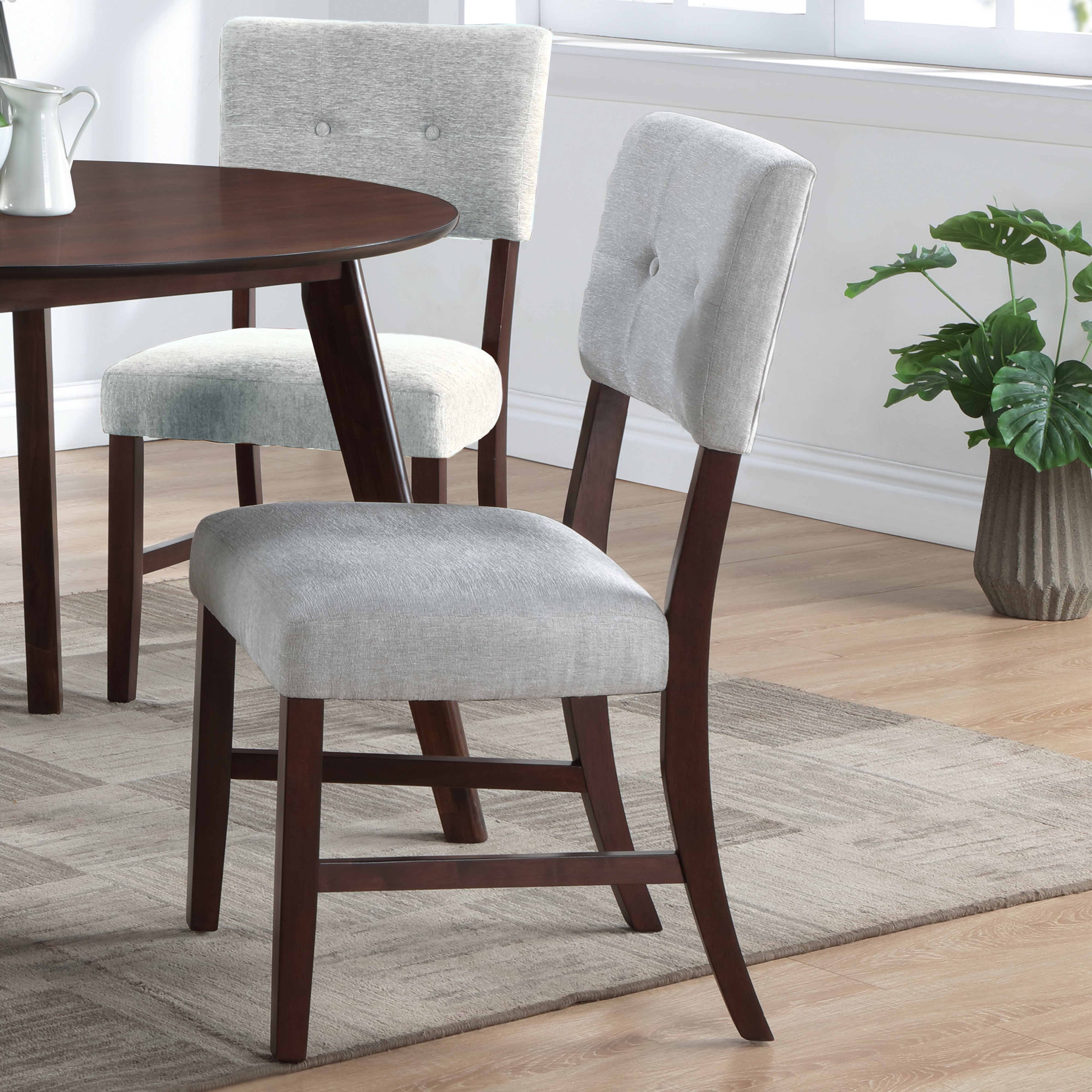 2 New Classic Furniture Tioga Cherry Gray Dining Chairs