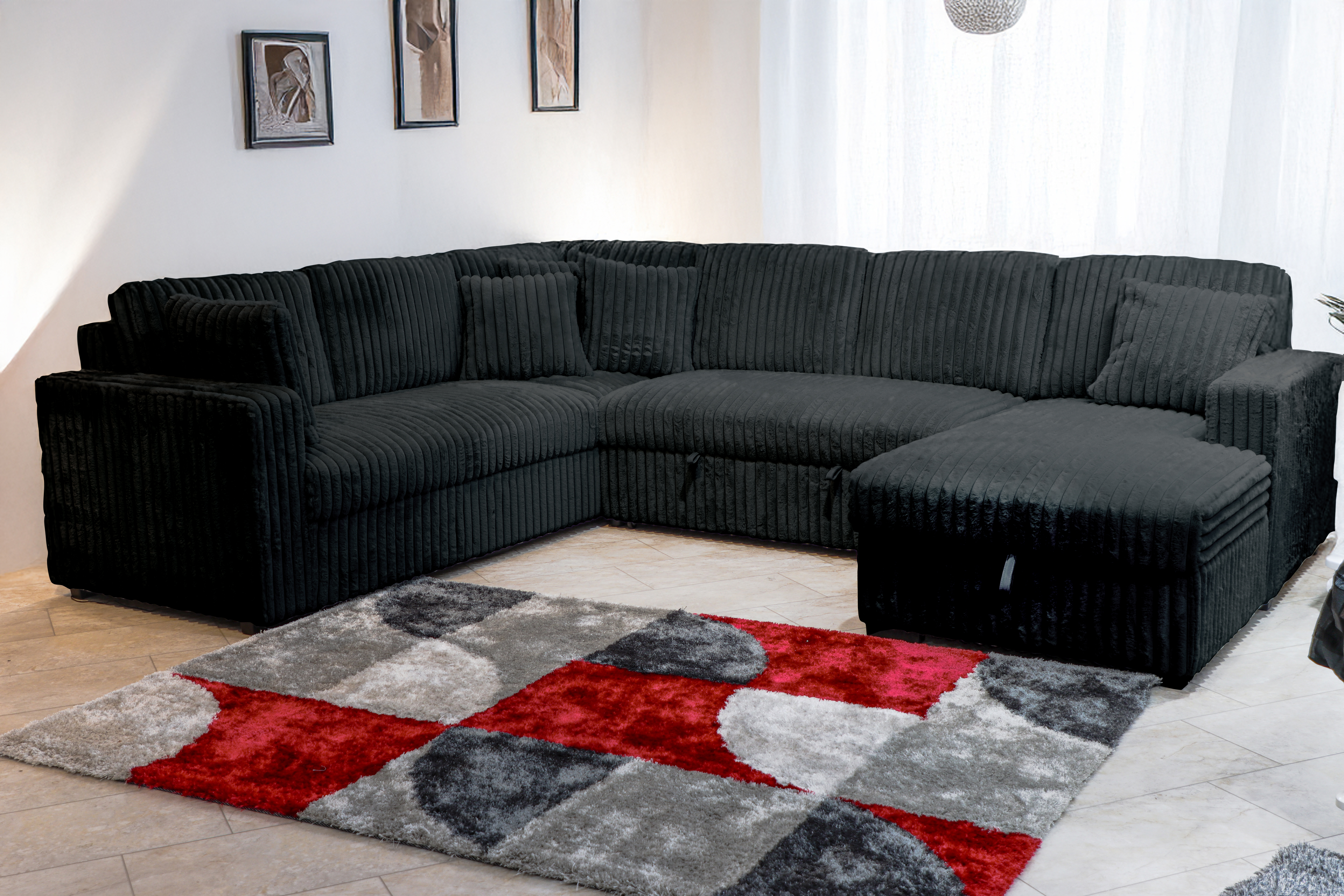 New Classic Furniture Bliss Black Sleeper Sectional