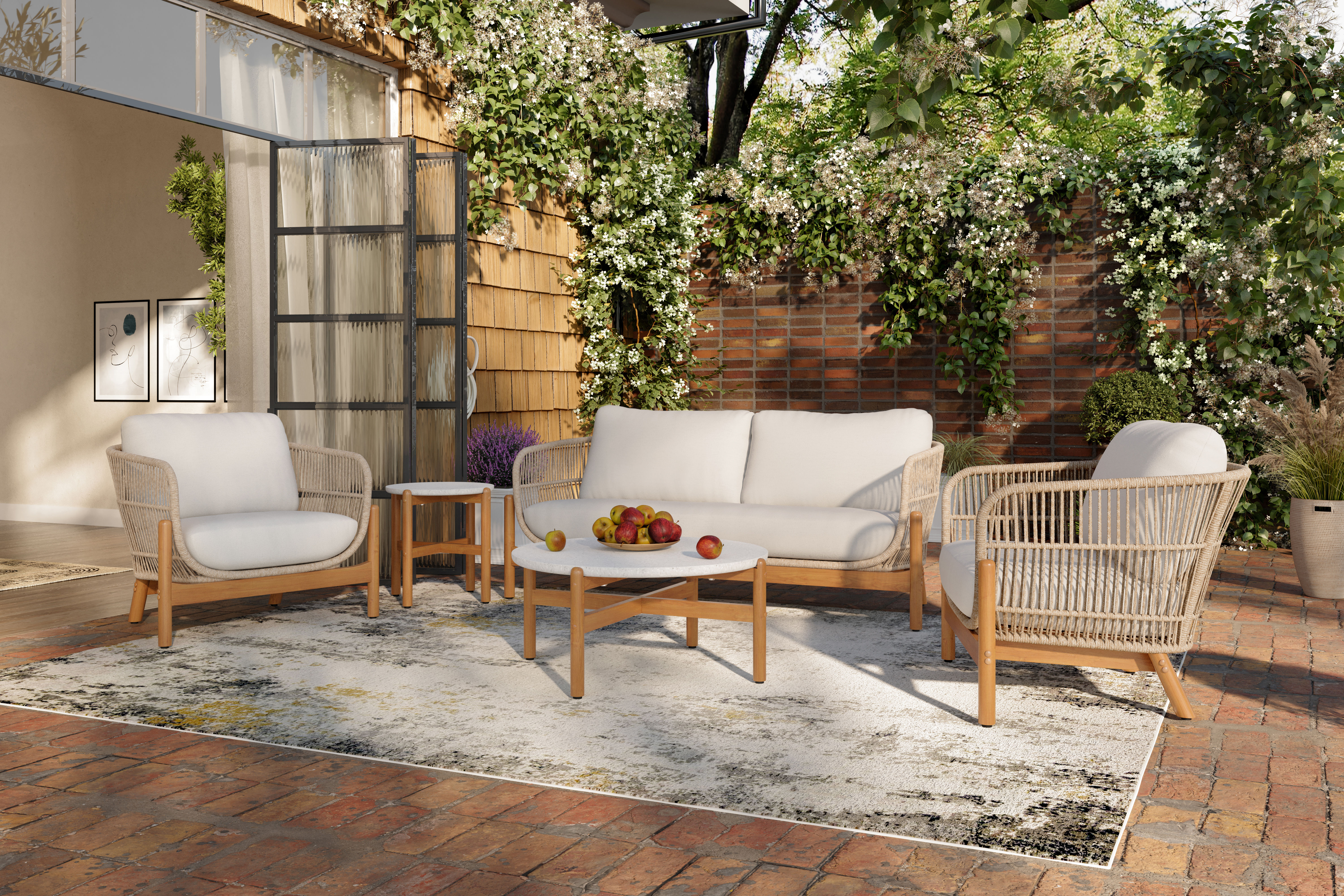 New Classic Furniture Solstice Beige Outdoor Rope Loveseat