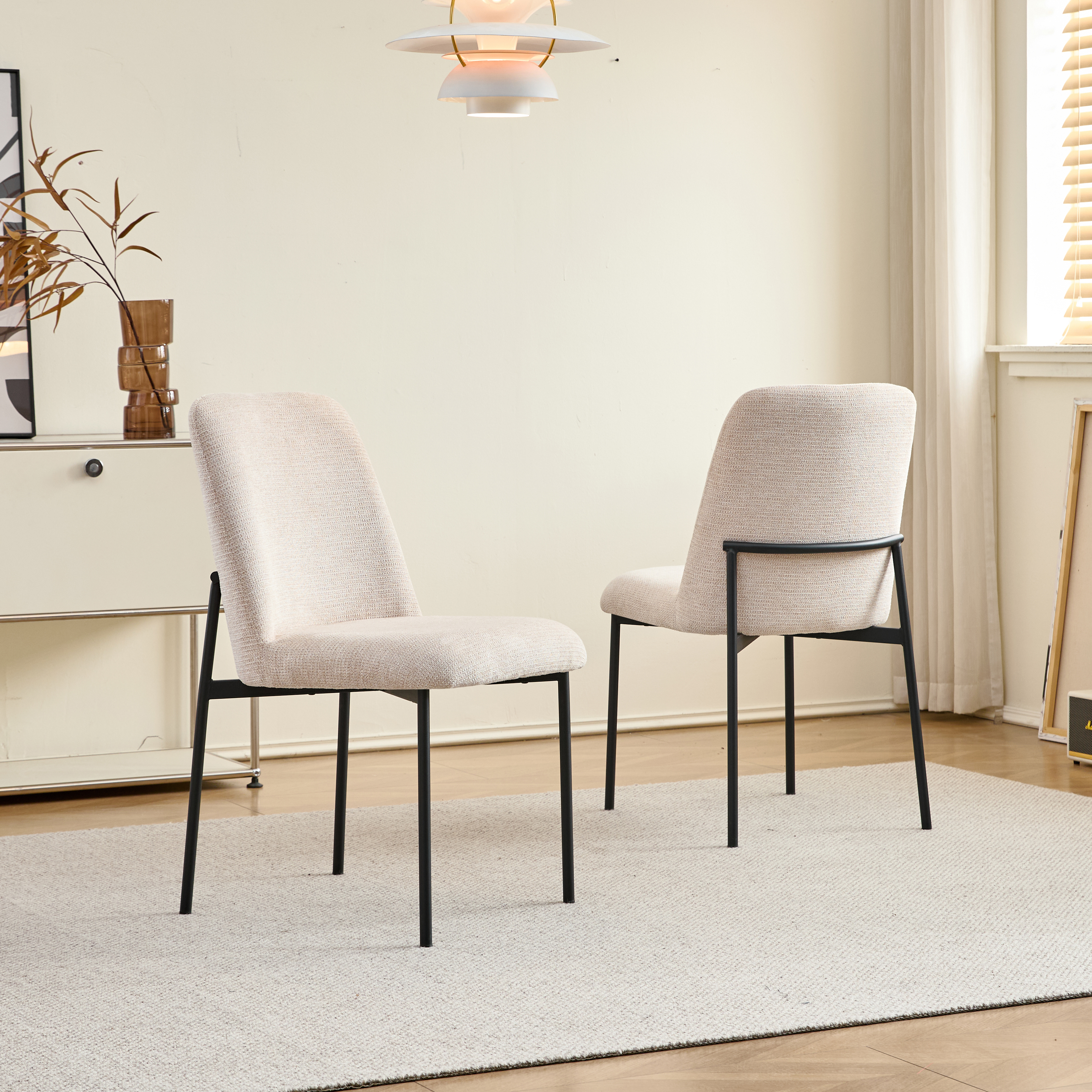 2 New Classic Furniture Erik Beige Black Side Chairs