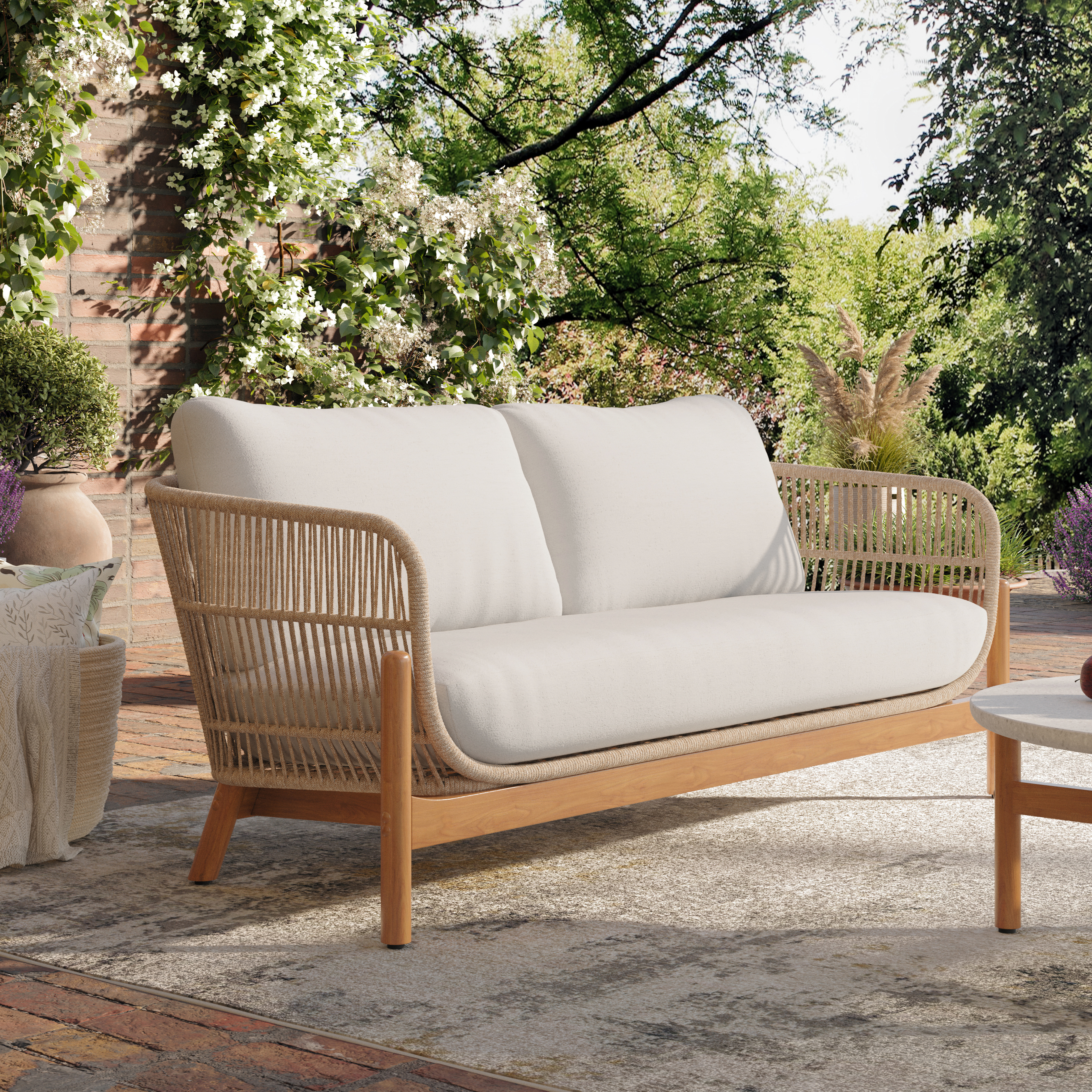 New Classic Furniture Solstice Beige Outdoor Rope Loveseat NCF-G823N-20